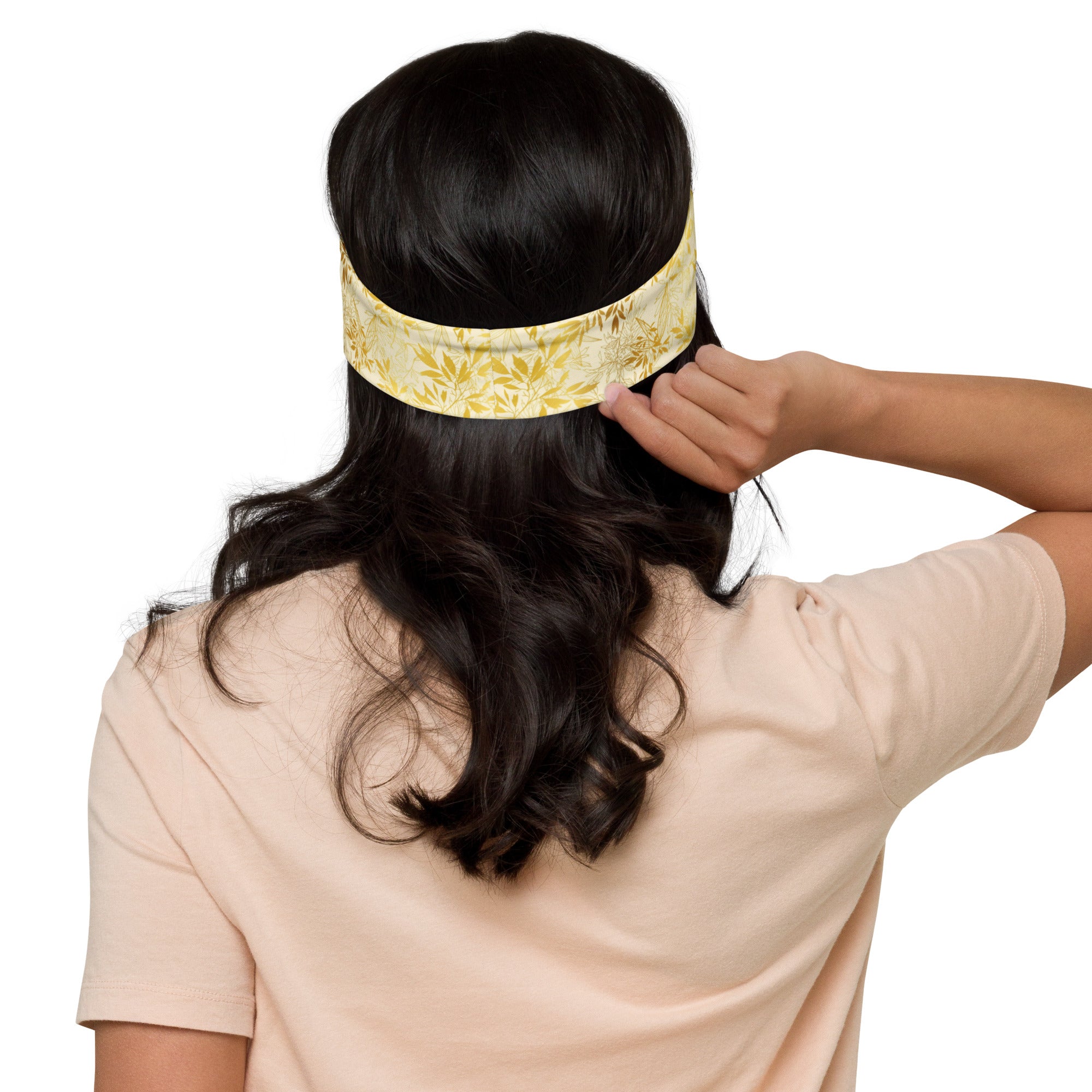 Women's Printed Headband - Gold Leaves