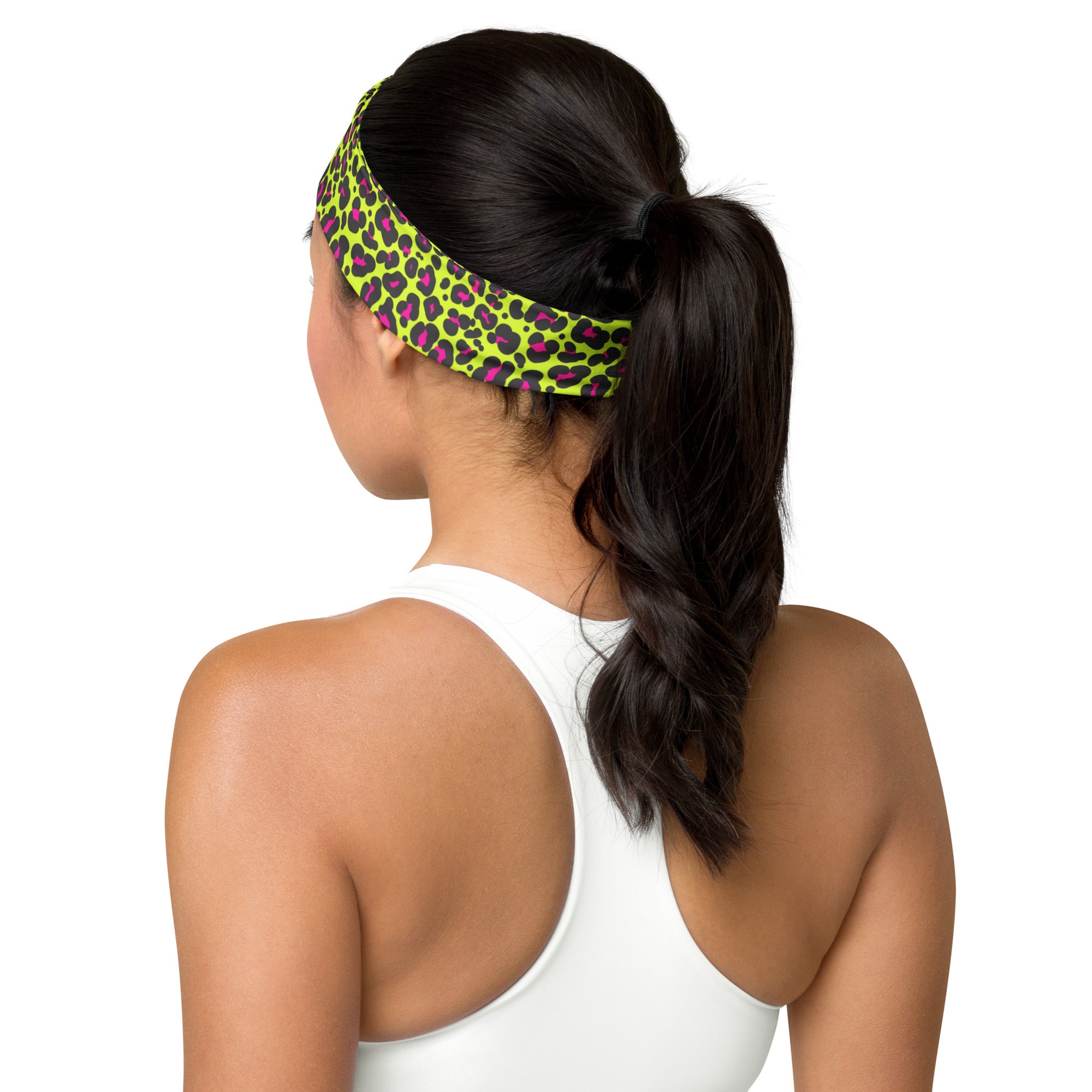 Women's Printed Headband - Neon Leopard