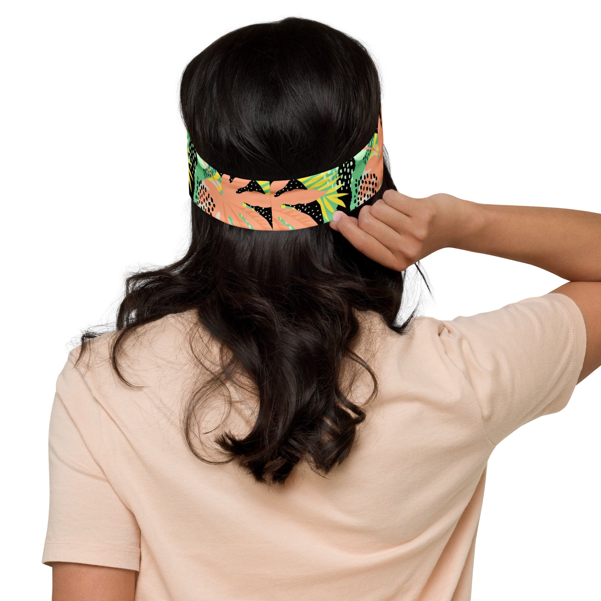 Women's Printed Headband - Tropical Print in Melon