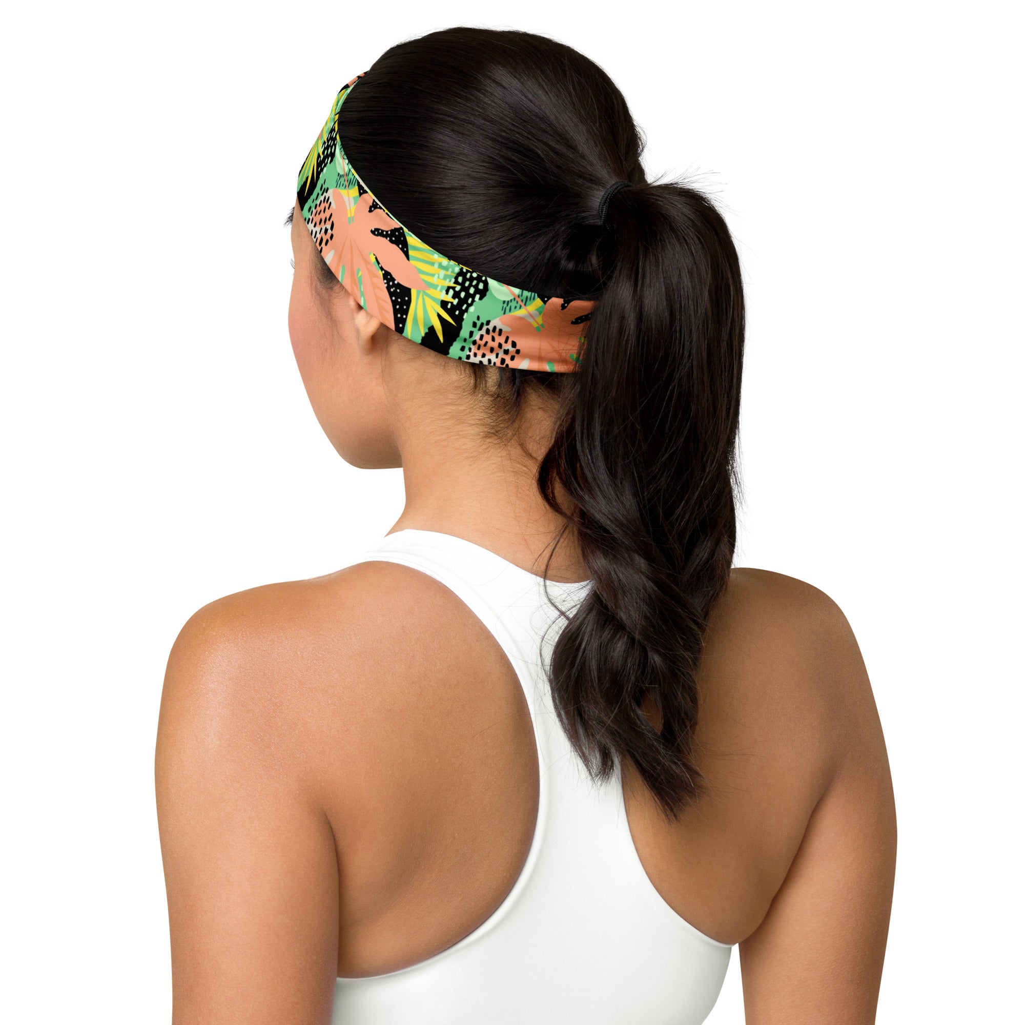 Women's Printed Headband - Tropical Print in Melon