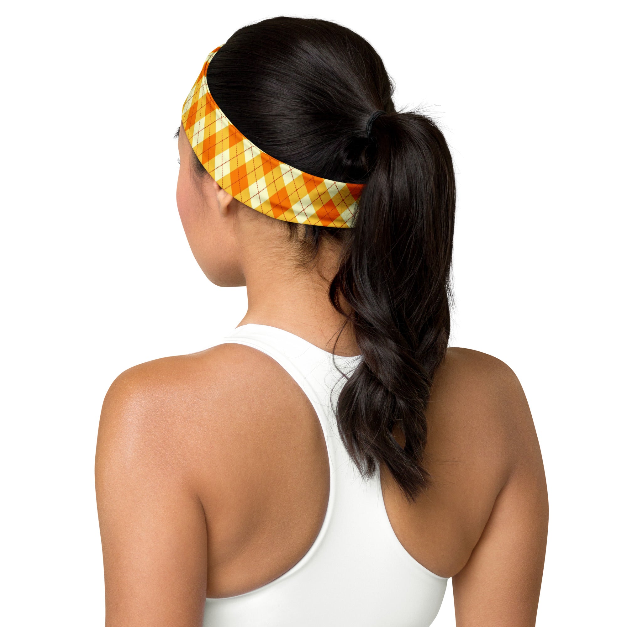 Women's Printed Headband - Orange Argyle