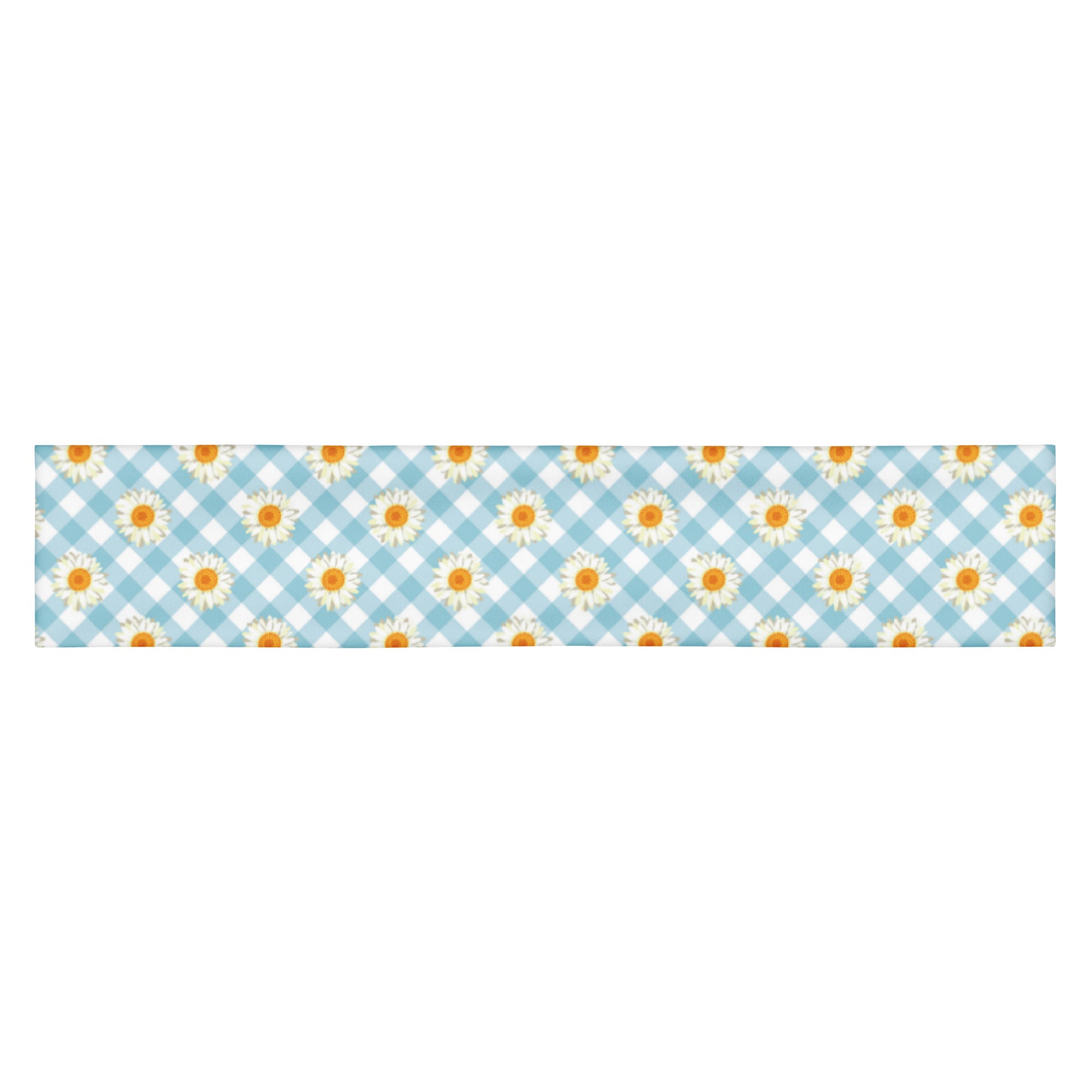 Women's Printed Headband - Blue Gingham Daisies