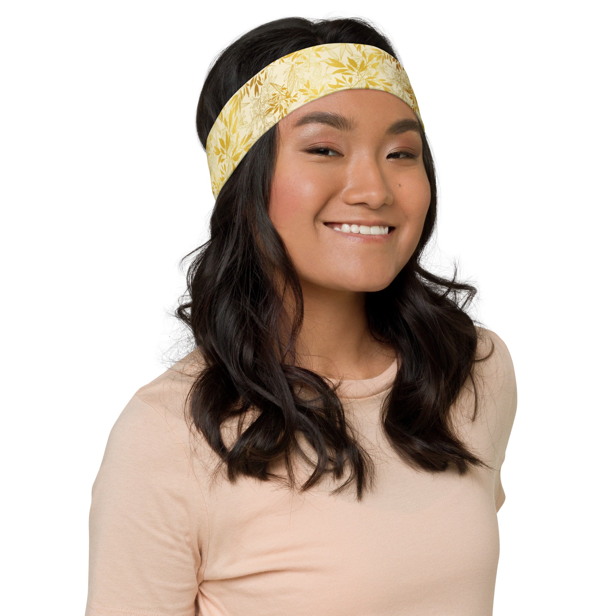 Women's Printed Headband - Gold Leaves