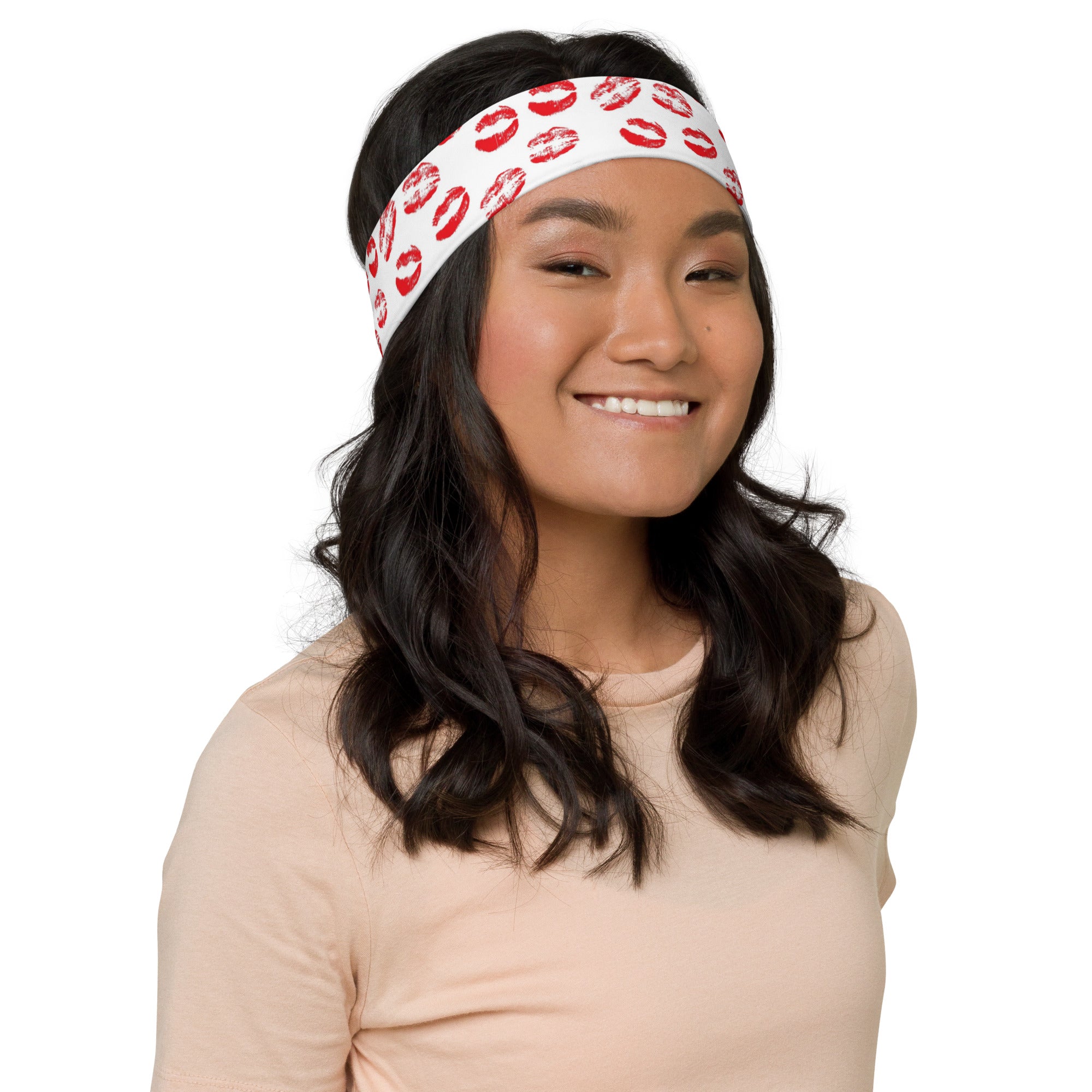 Women's Printed Headband - Lipstick Kisses