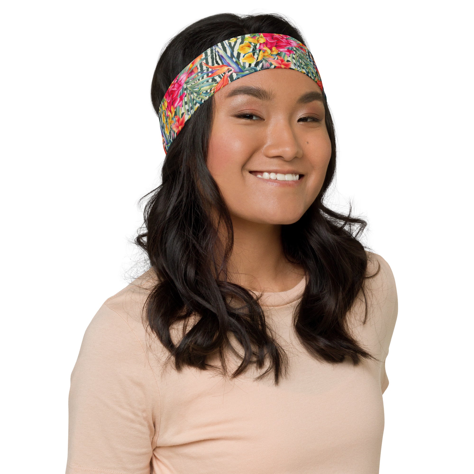 Women's Printed Headband - Bromeliad & Zebra