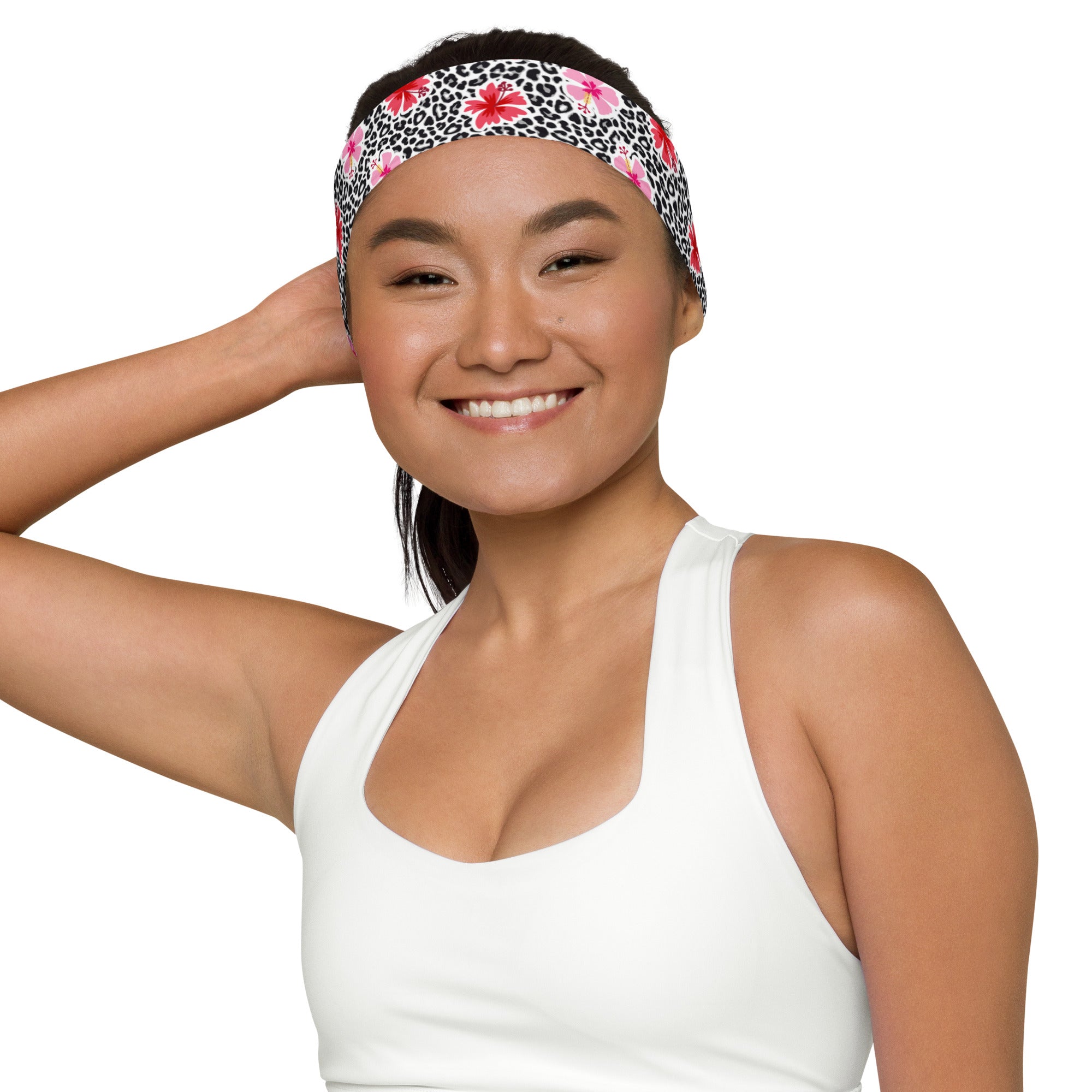 Diadema estampada para mujer - Hibisco y leopardo