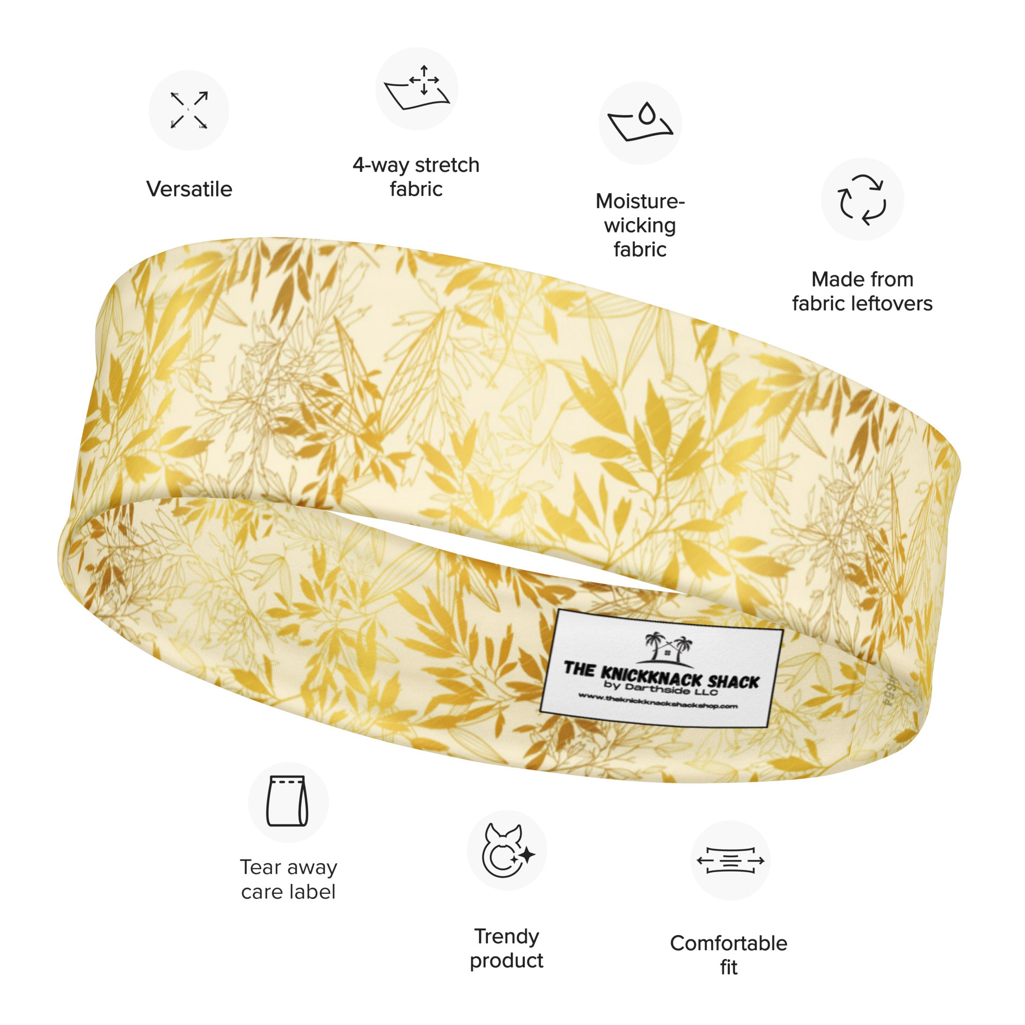 Women's Printed Headband - Gold Leaves