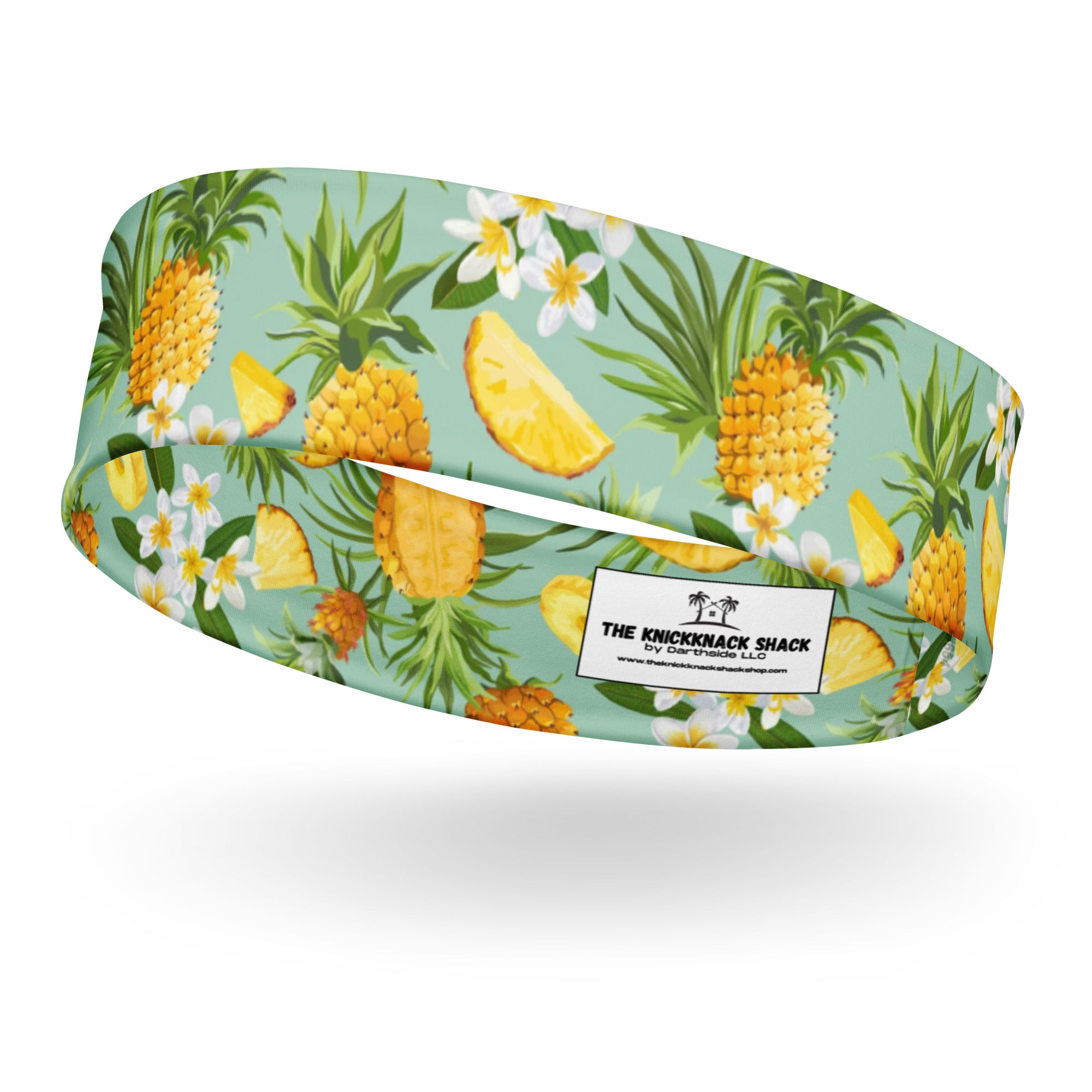 Women's Printed Headband - Pineapples & Plumeria-(Green)