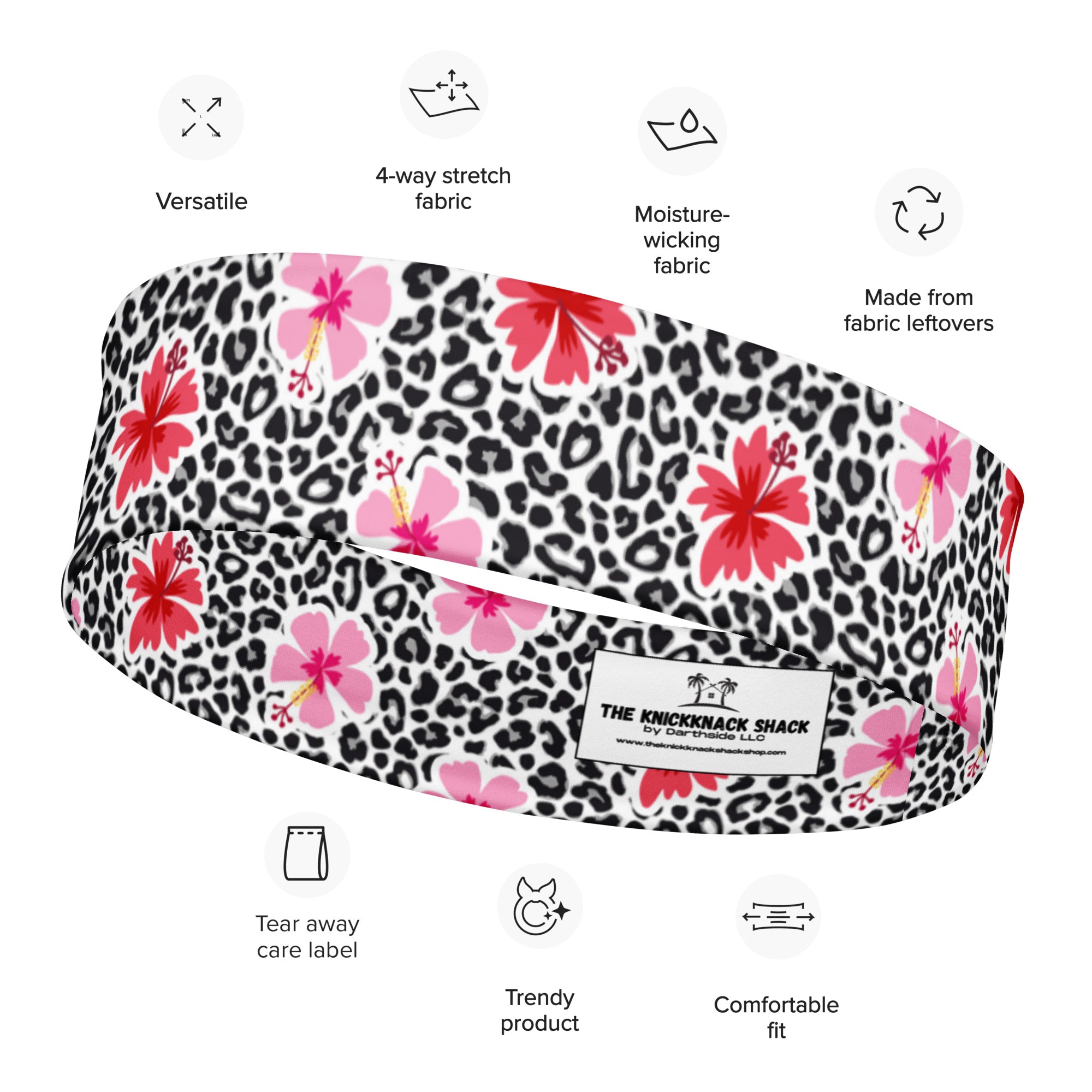 Diadema estampada para mujer - Hibisco y leopardo