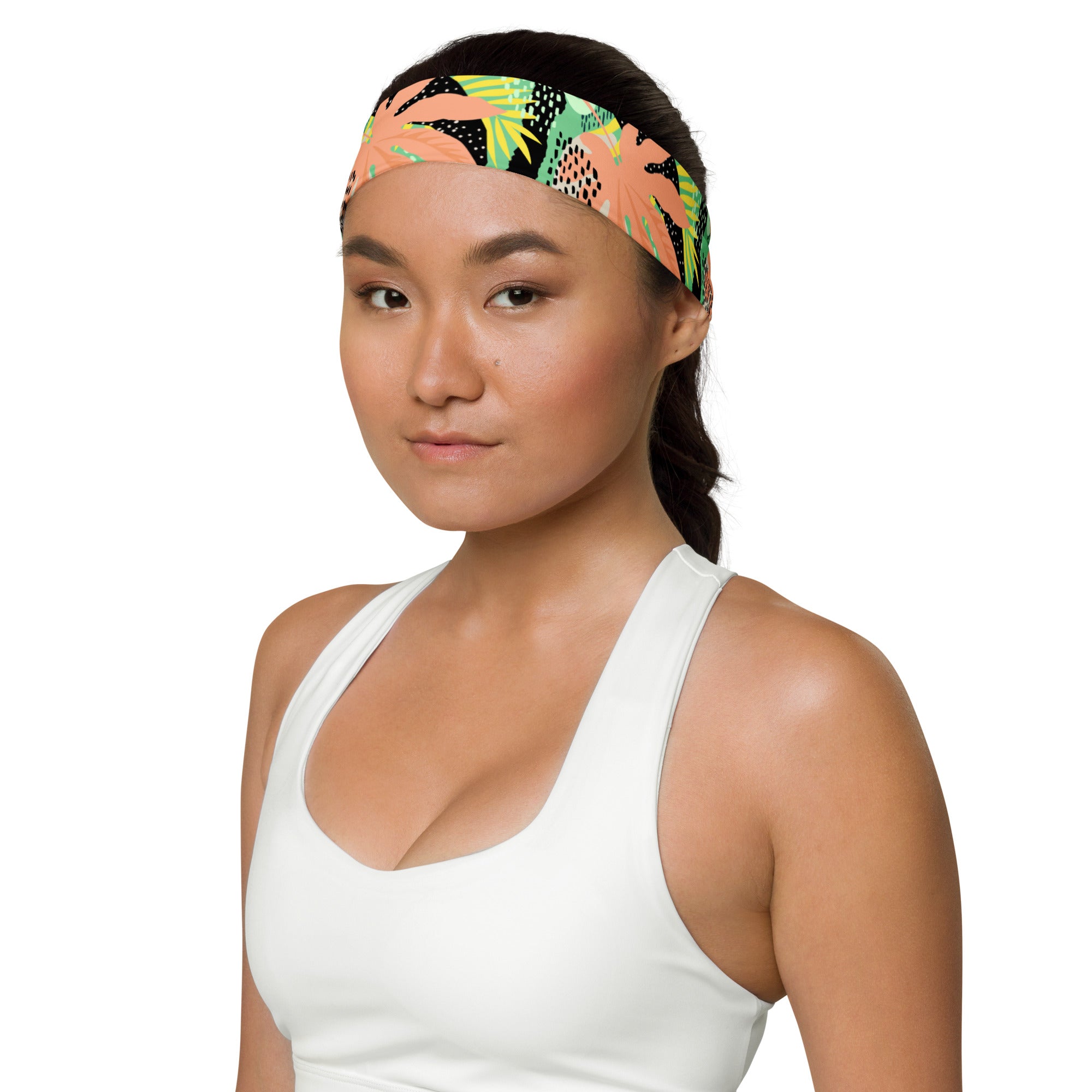 Diadema Estampada Mujer - Estampado Tropical en Melón