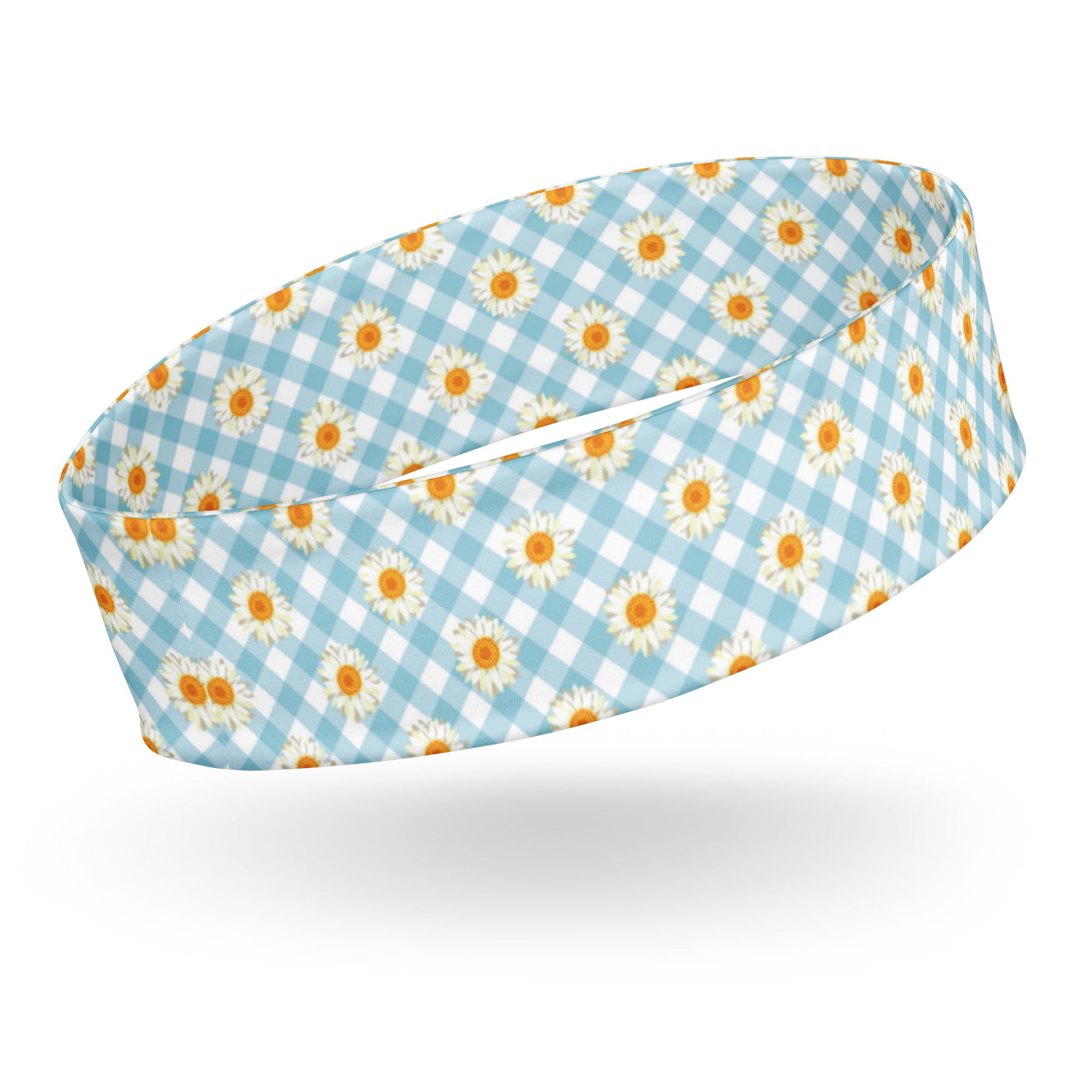 Women's Printed Headband - Blue Gingham Daisies