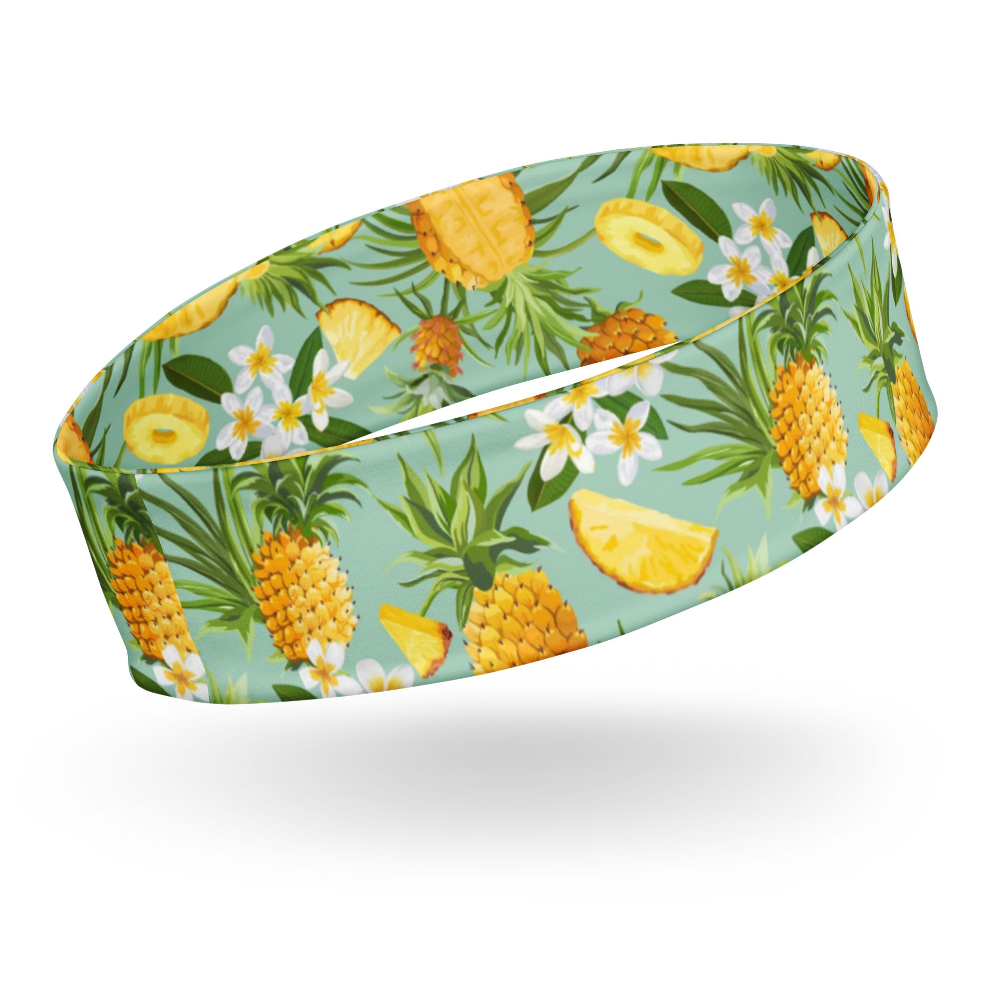 Women's Printed Headband - Pineapples & Plumeria-(Green)