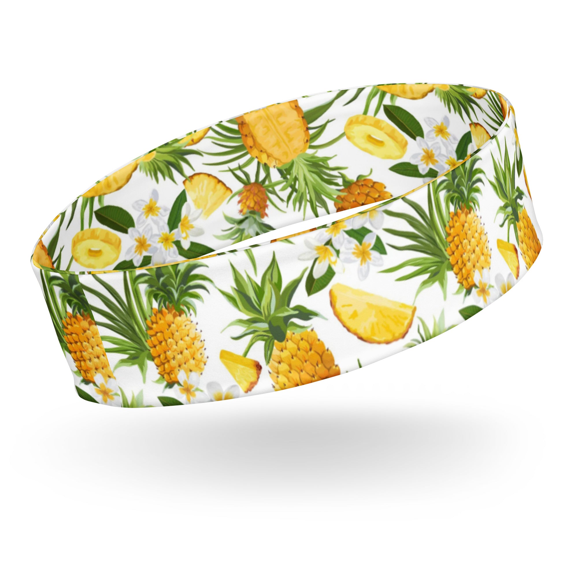 Bandeau imprimé pour femme - Ananas et Plumeria - (Blanc)