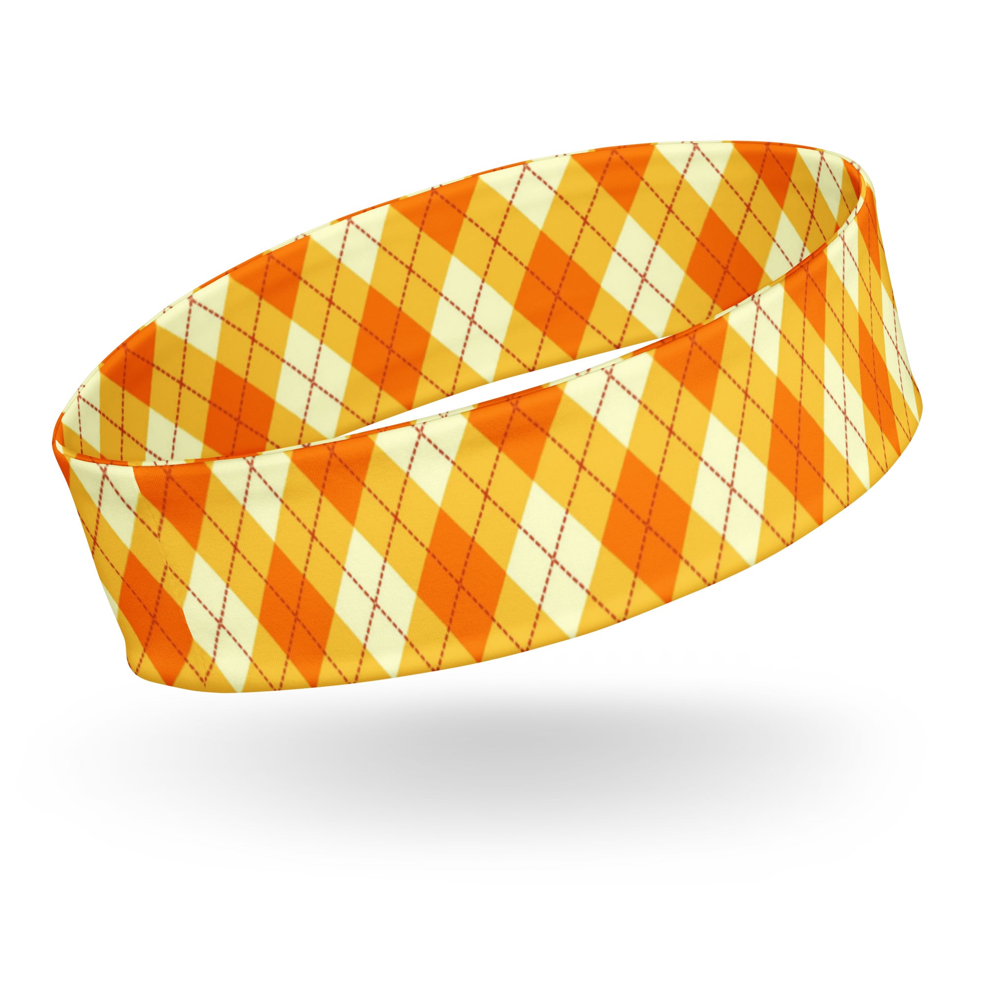 Women's Printed Headband - Orange Argyle