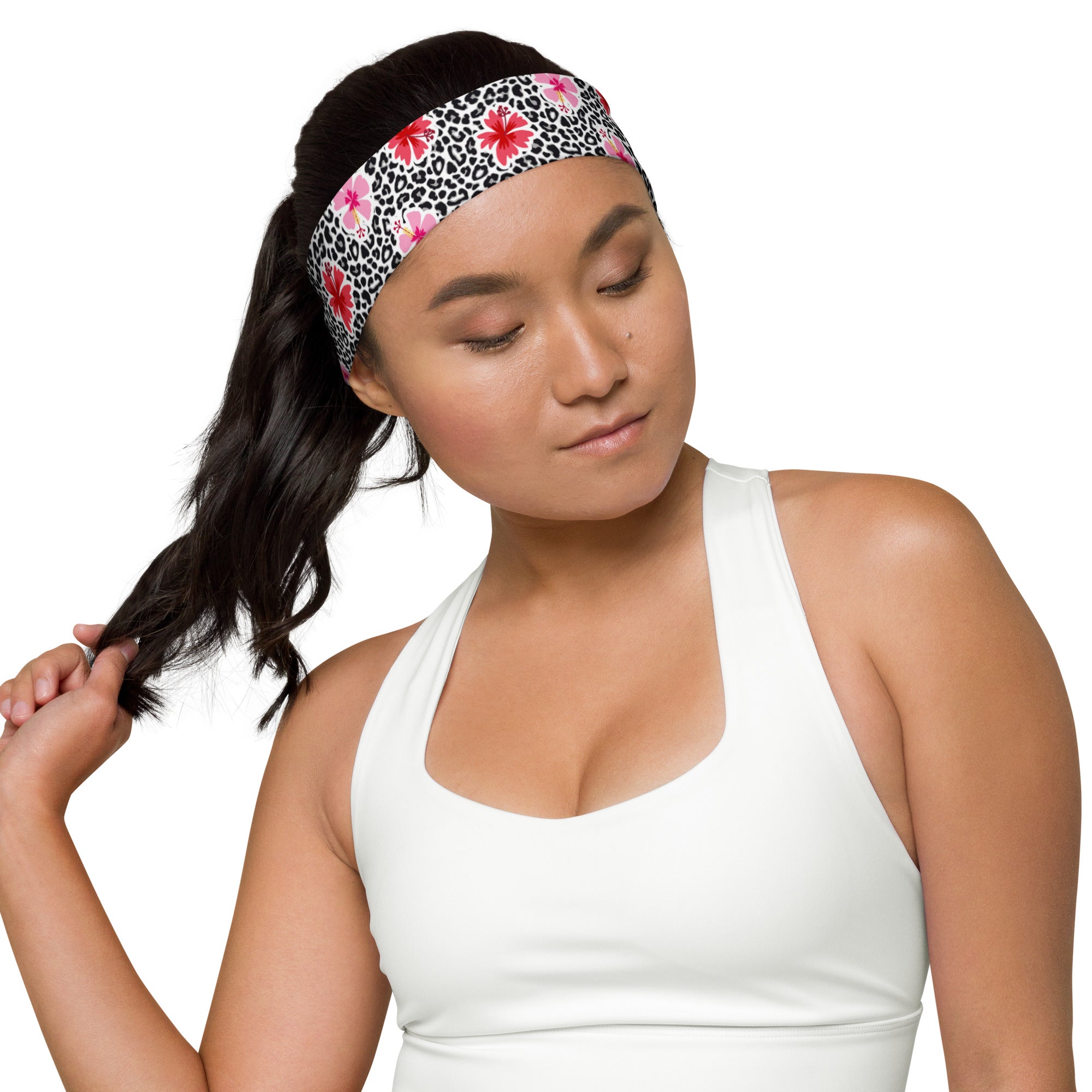 Diadema estampada para mujer - Hibisco y leopardo