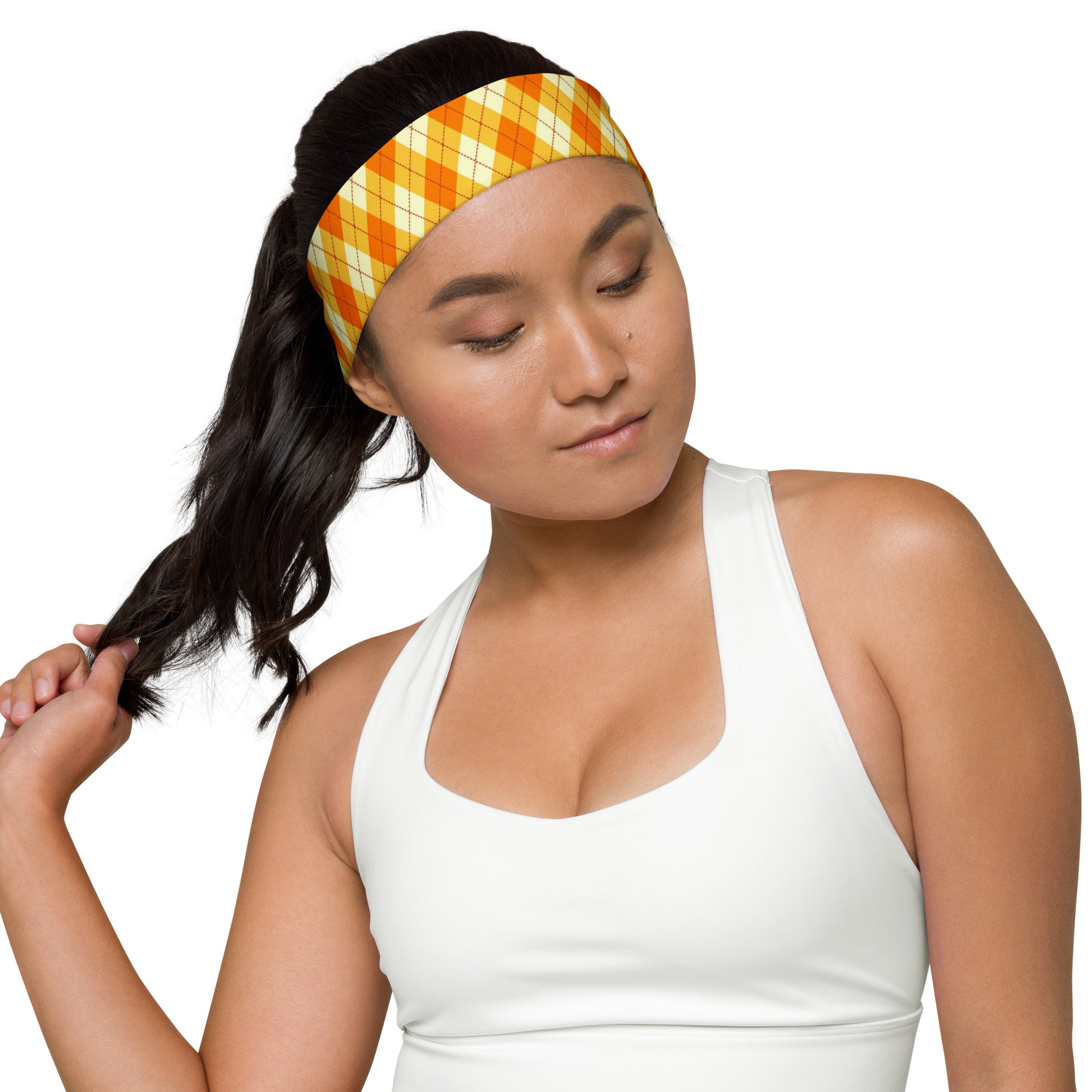 Diadema estampada para mujer - Argyle naranja