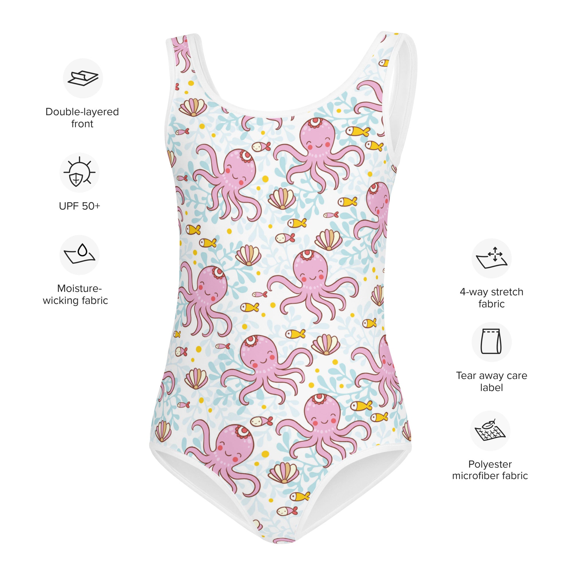 Kids' Printed One-Piece Swimsuit - Pinky the Octopus's Playground