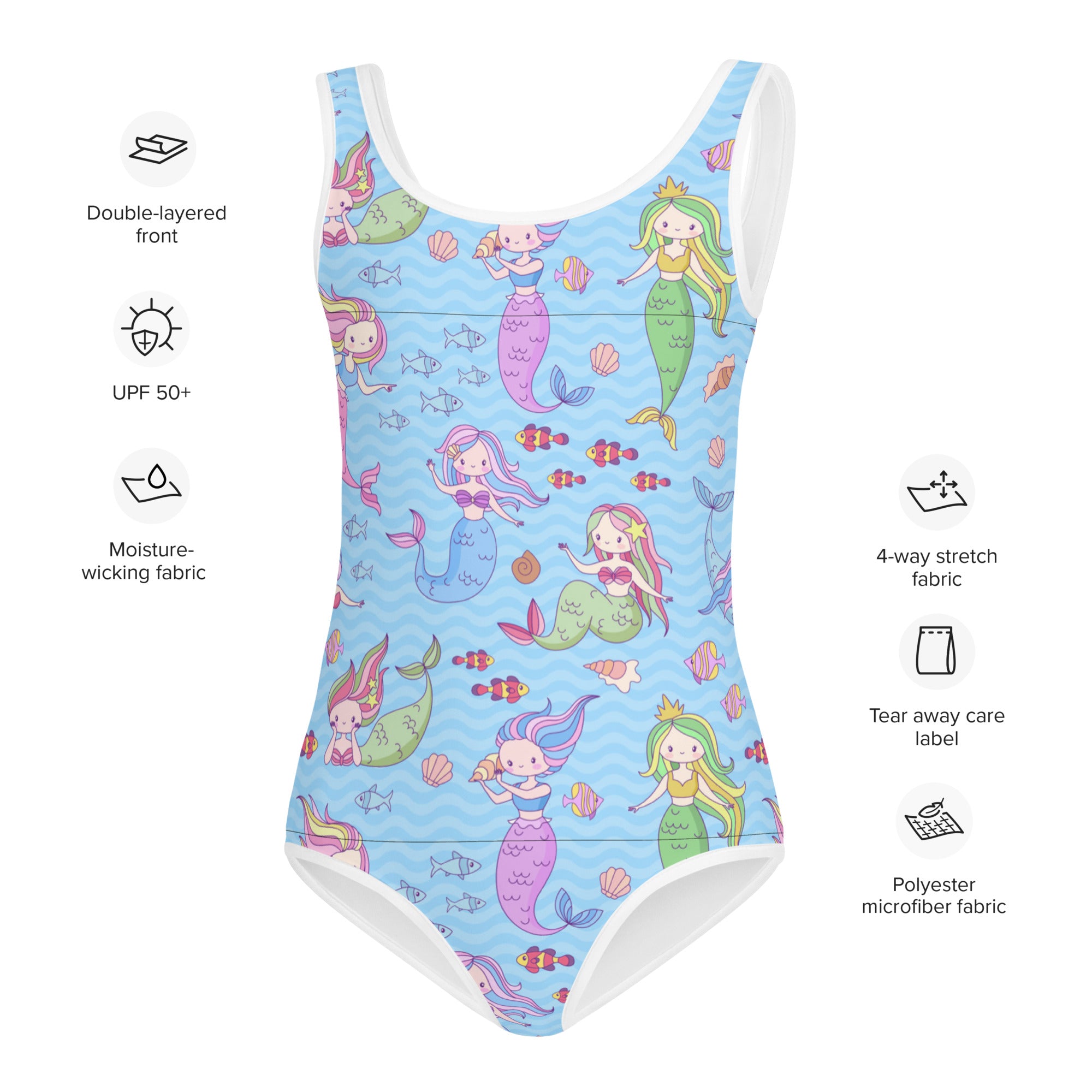 Kids' Printed One-Piece Swimsuit - Mermaid Lagoon