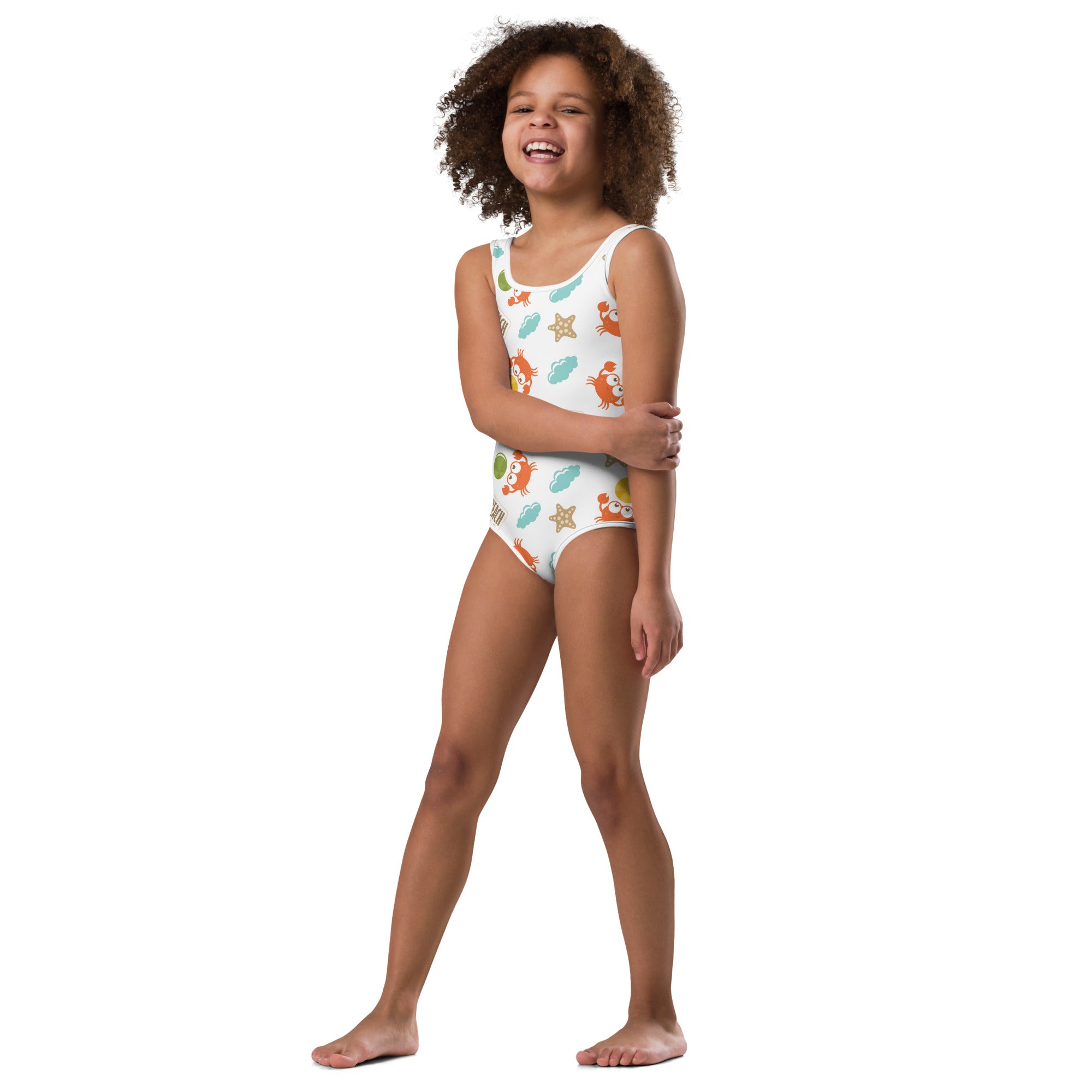Kids' Printed One-Piece Swimsuit - Beach Day