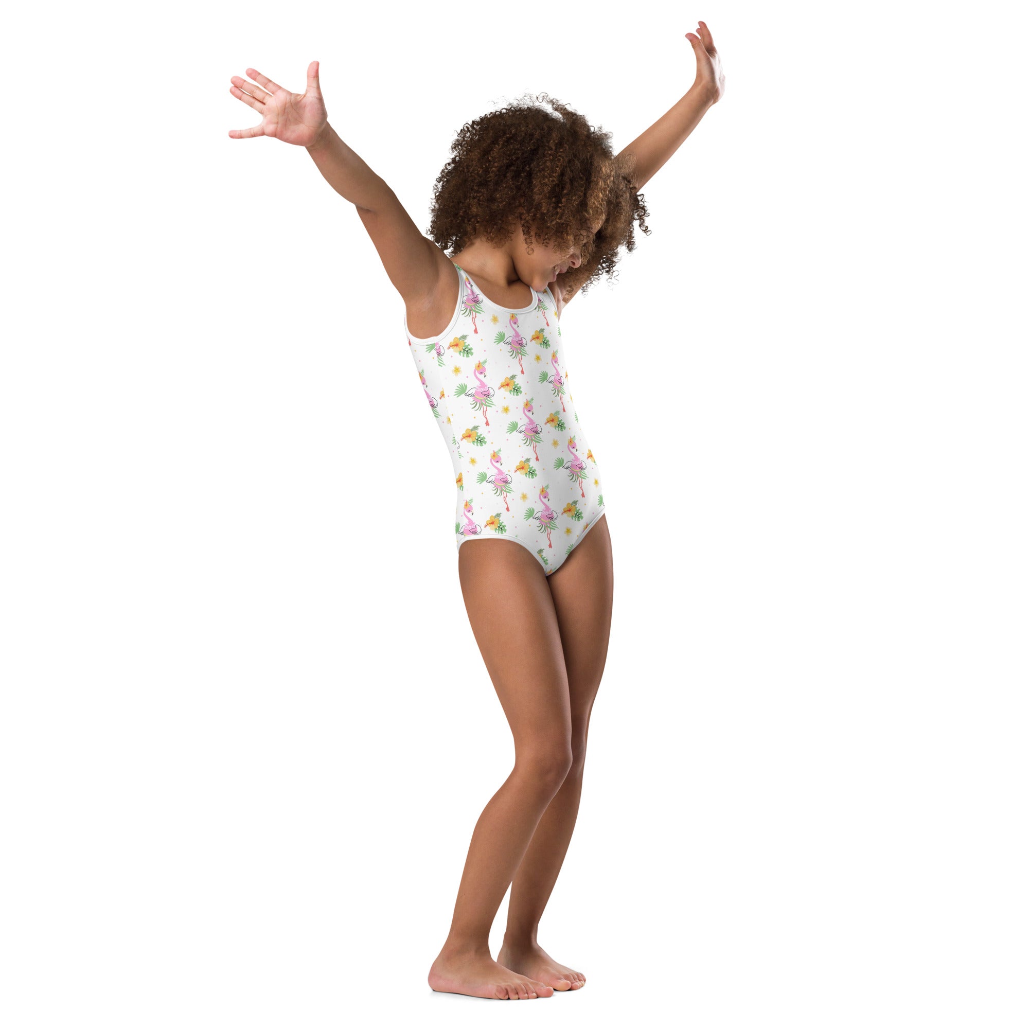 Kids' Printed One-Piece Swimsuit - Dancing Flamingoes