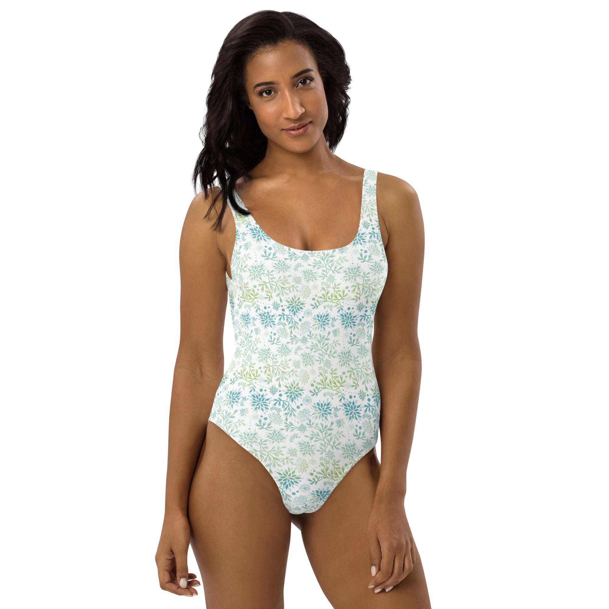 Printed One-Piece Swimsuit - Seaweed