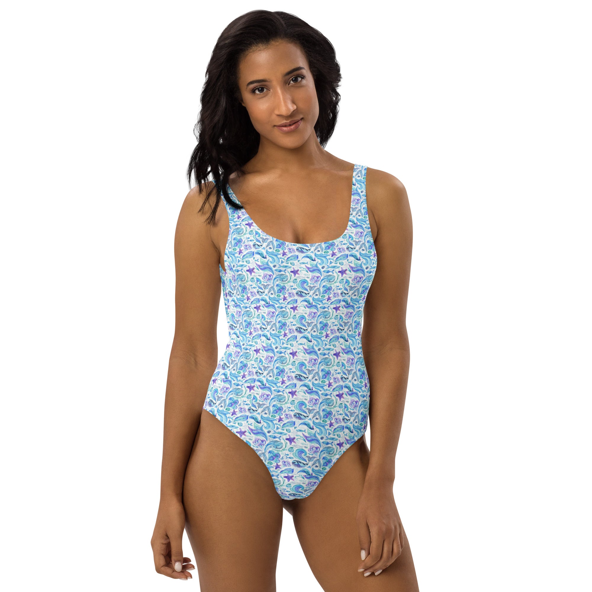 Printed One-Piece Swimsuit - Whales