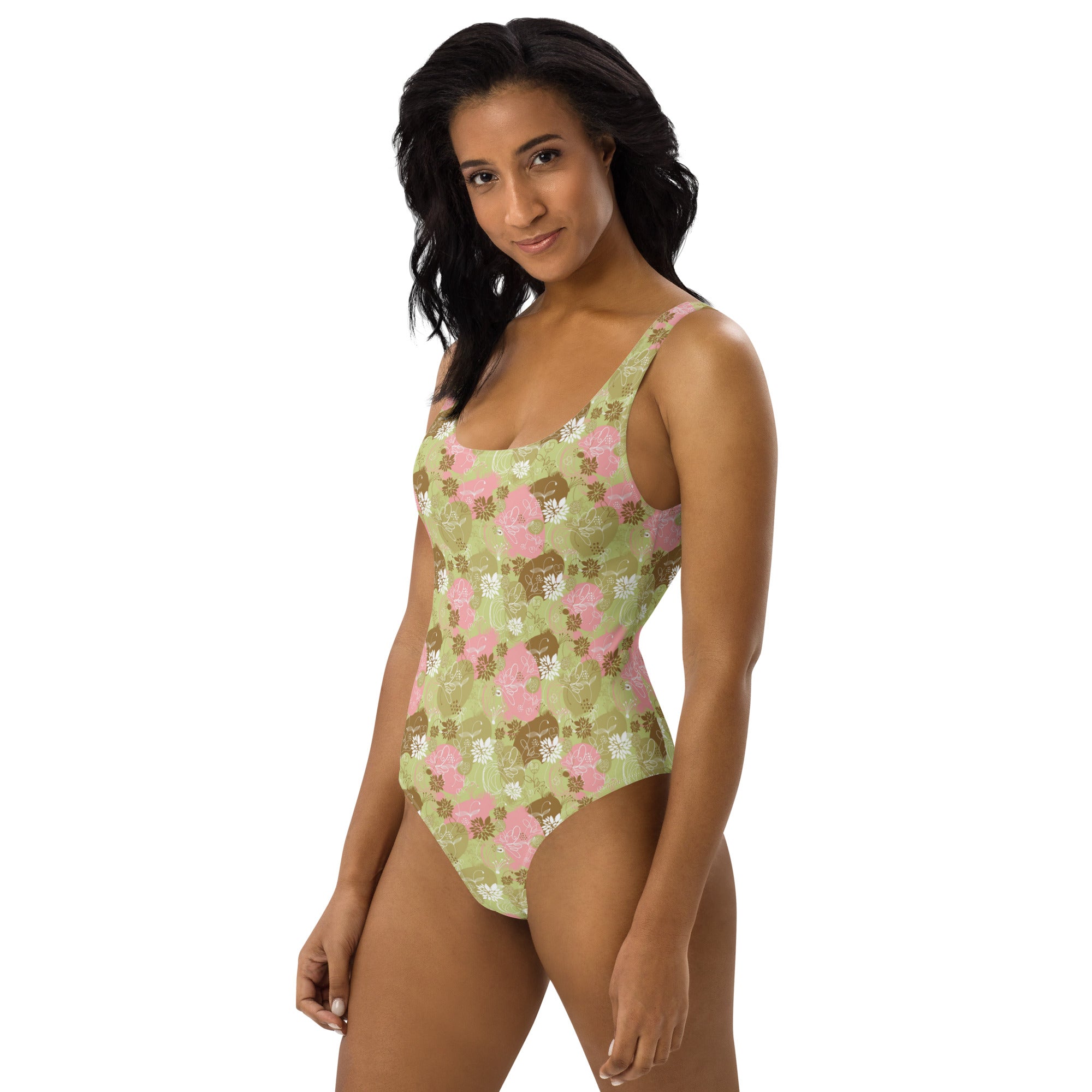 Printed One-Piece Swimsuit - Botanical Green