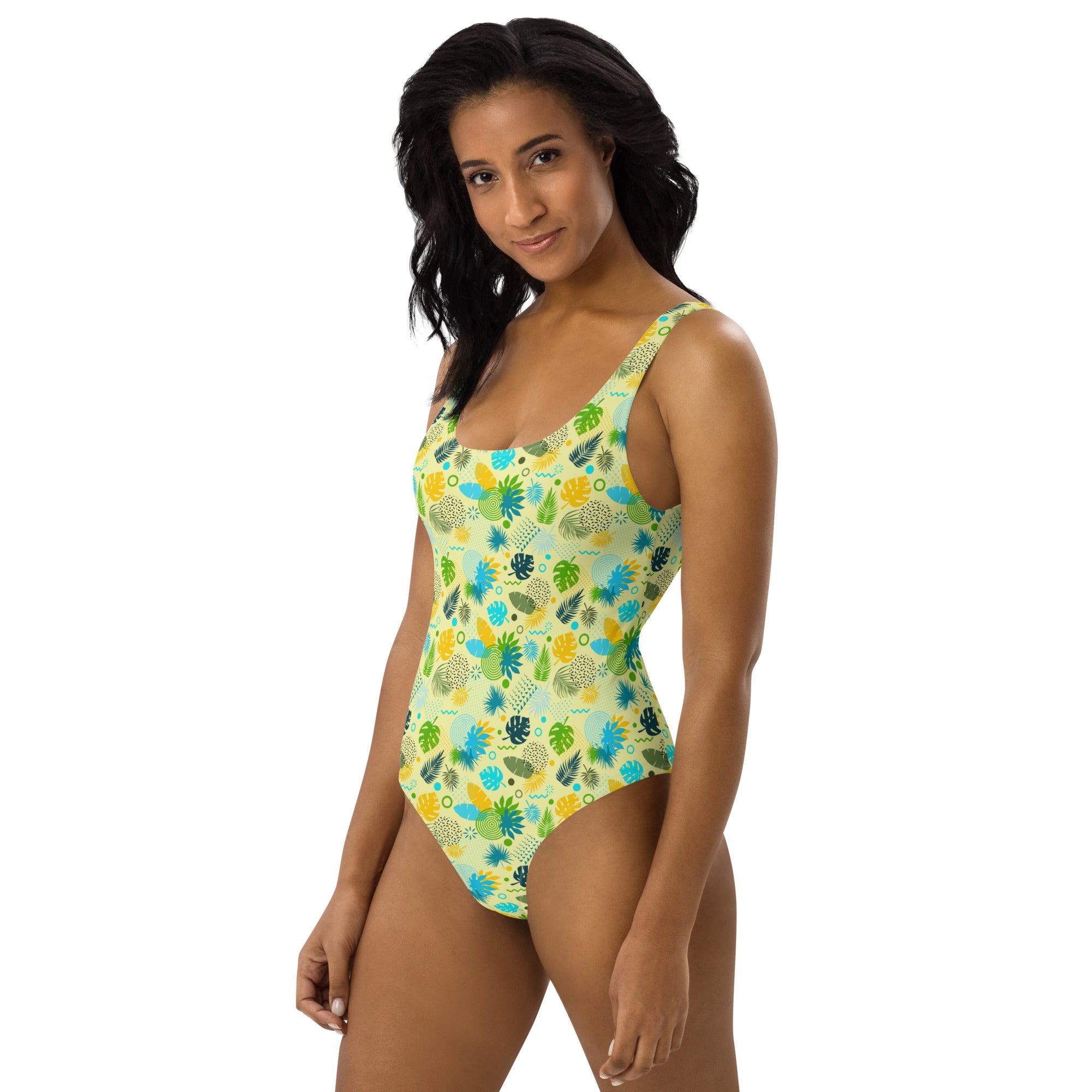 Printed One-Piece Swimsuit - Tropical Print