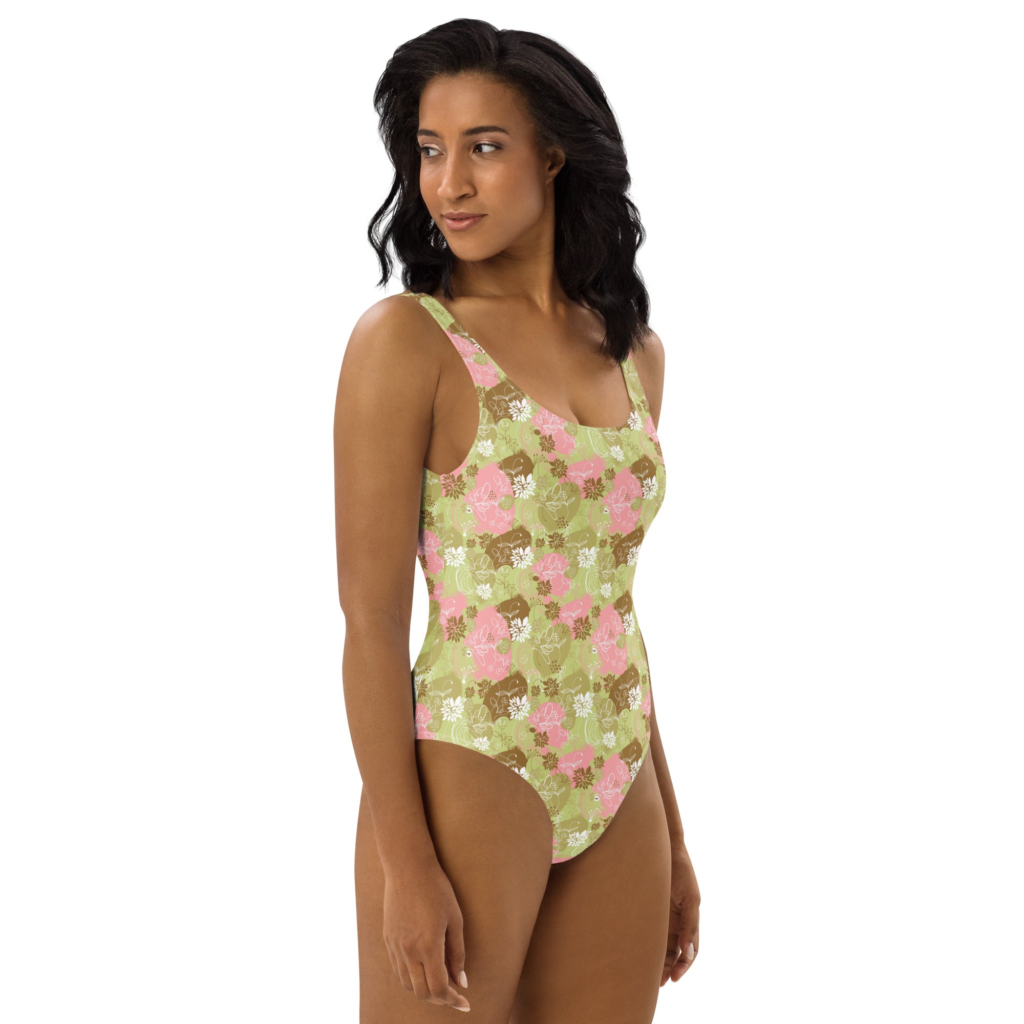 Printed One-Piece Swimsuit - Botanical Green