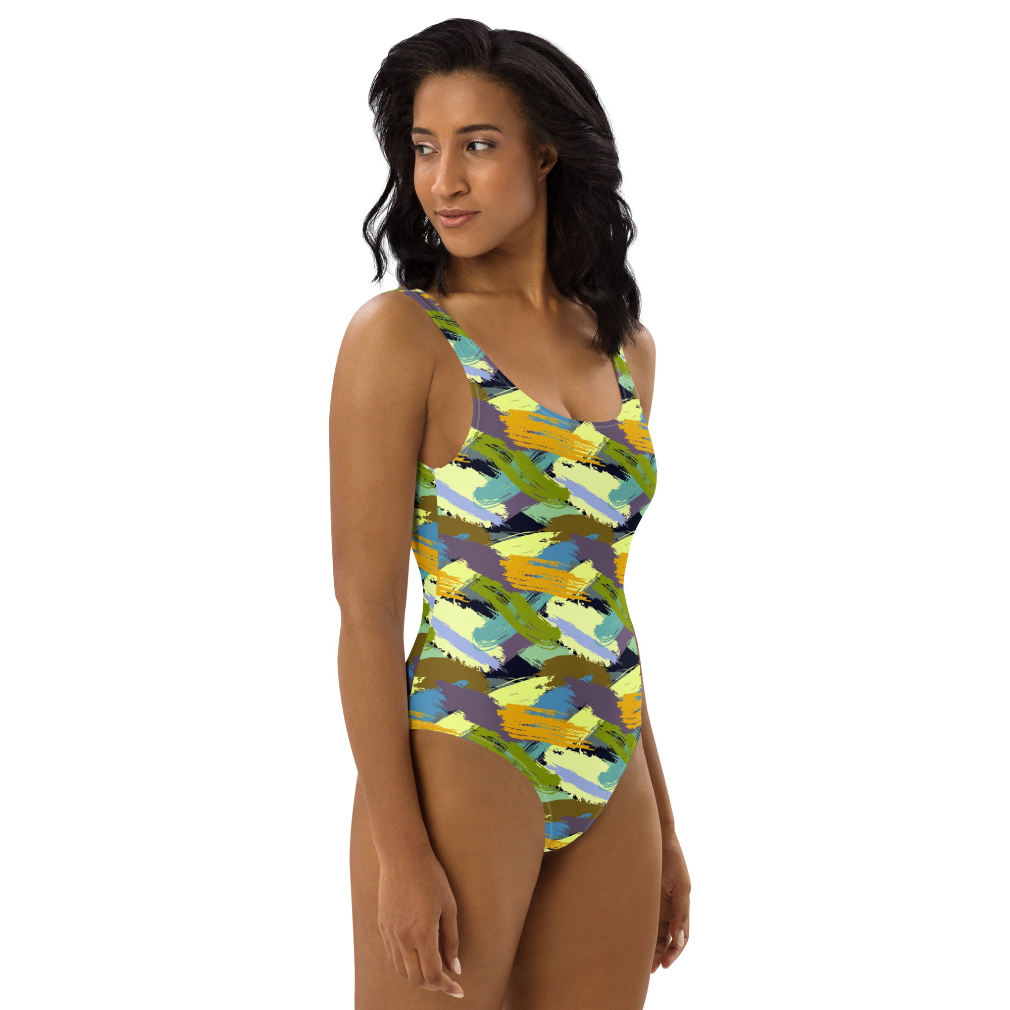 Printed One-Piece Swimsuit - Paint