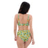 Bikini de sport taille haute imprimé en rPET - Ananas et Plumeria (Vert)