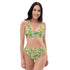 Bikini de sport taille haute imprimé en rPET - Ananas et Plumeria (Vert)