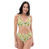 Printed rPET High-Waist Sport Bikini - Pineapples & Plumeria (White)