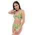 Bikini de sport taille haute imprimé en rPET - Ananas et Plumeria (Vert)