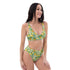 Bikini de sport taille haute imprimé en rPET - Ananas et Plumeria (Vert)