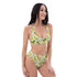 Printed rPET High-Waist Sport Bikini - Pineapples & Plumeria (White)