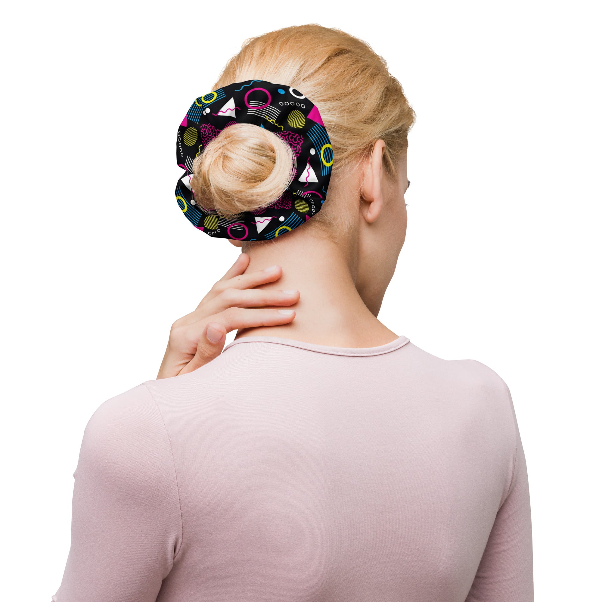 Printed Recycled-Fabric Scrunchie - 1984 Black