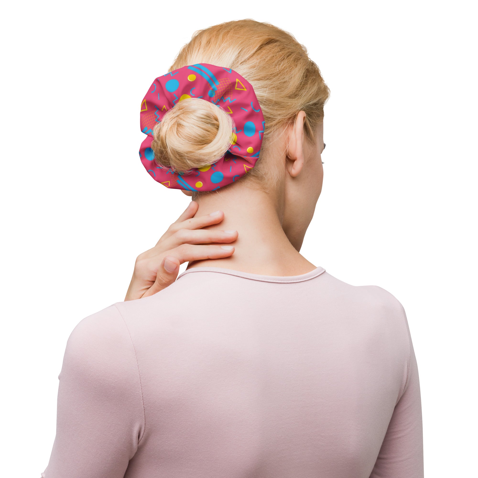 Printed Recycled-Fabric Scrunchie - 1984 Pink