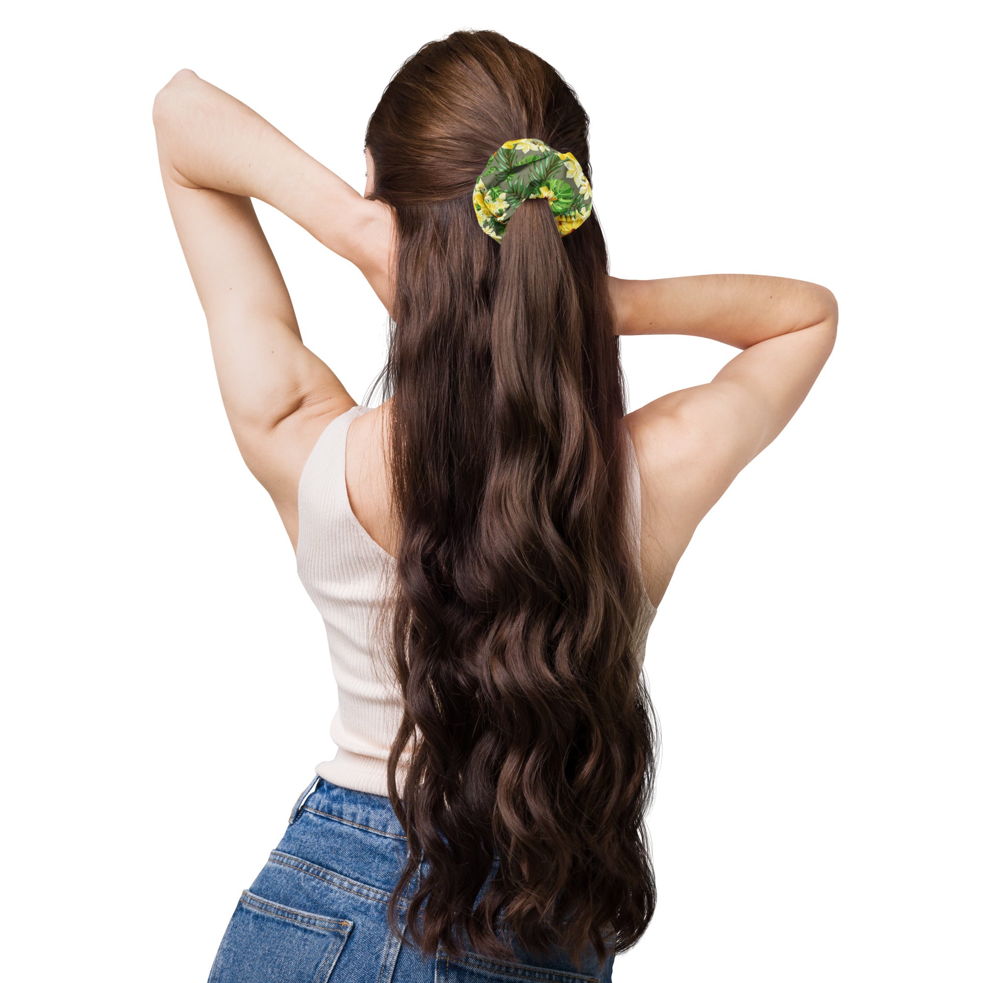 Scrunchie de Tejido Reciclado Estampado - Jardín Tropical