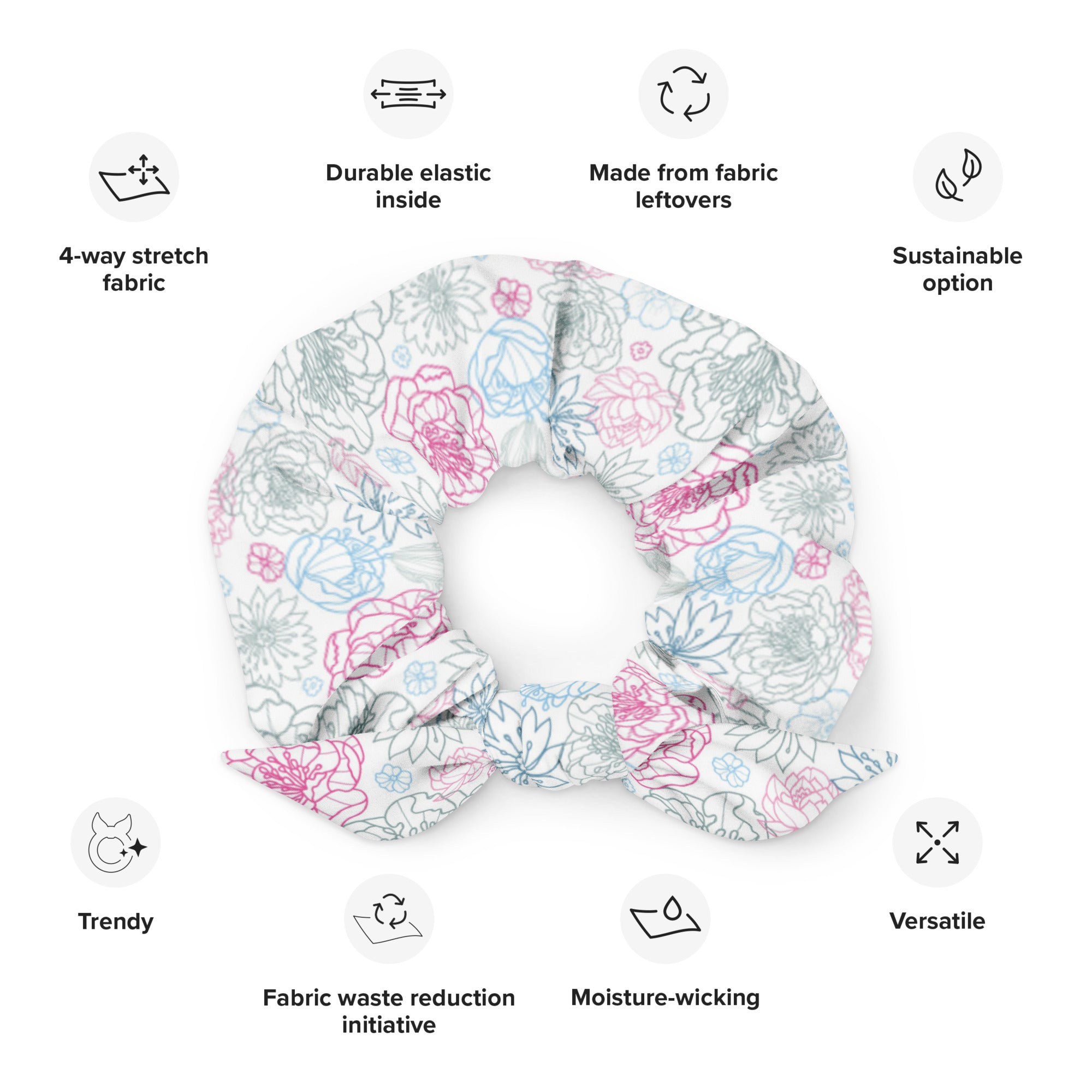 Scrunchie De Tela Reciclada Estampada - Floral Medley