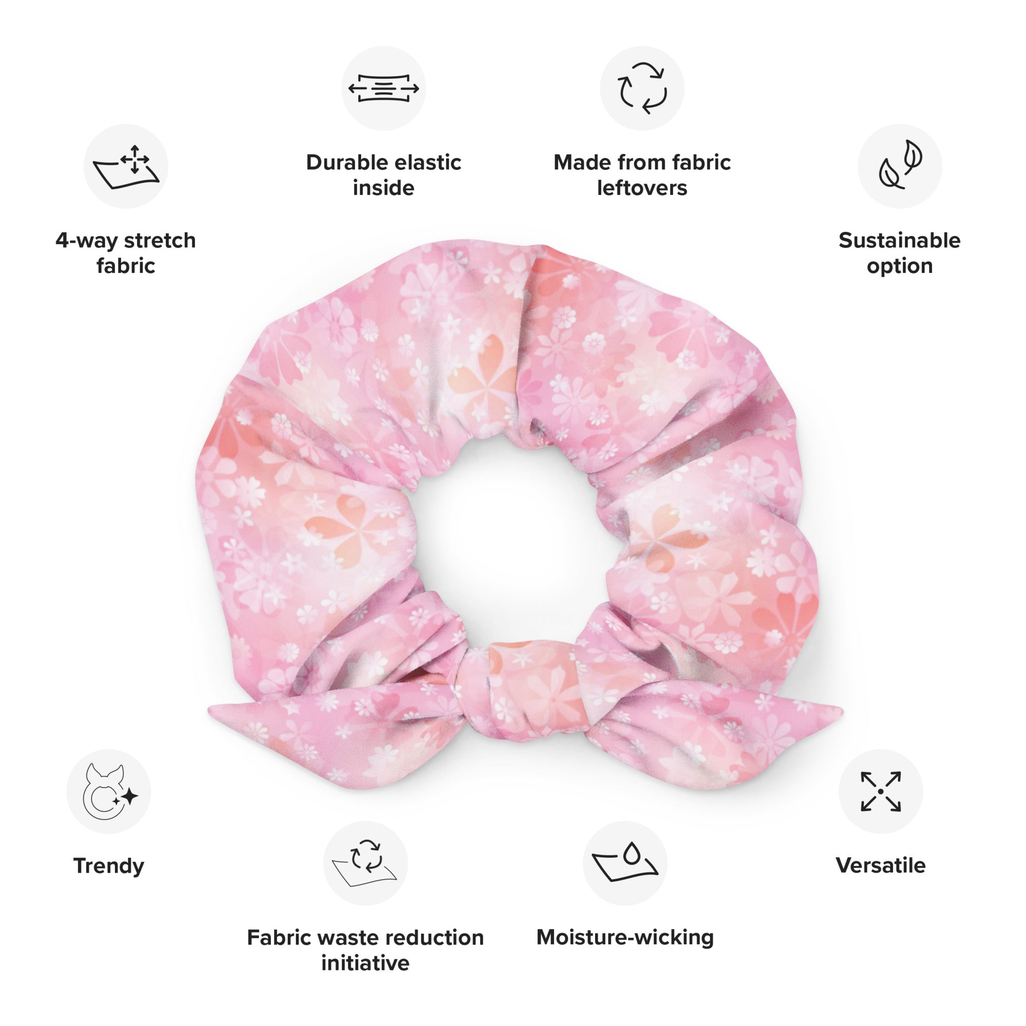 Printed Recycled-Fabric Scrunchie - Pink Floral