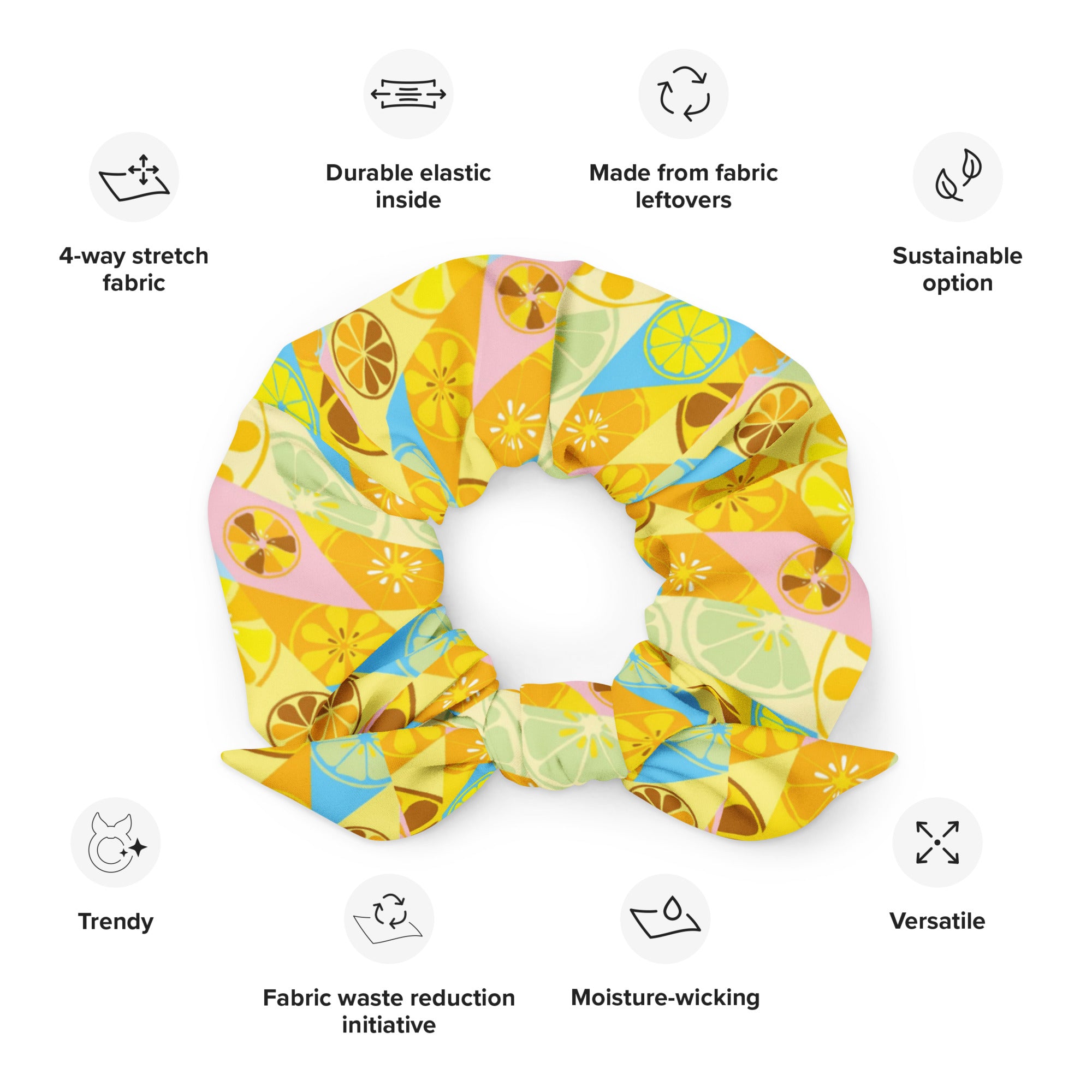 Printed Recycled-Fabric Scrunchie - Lemonade