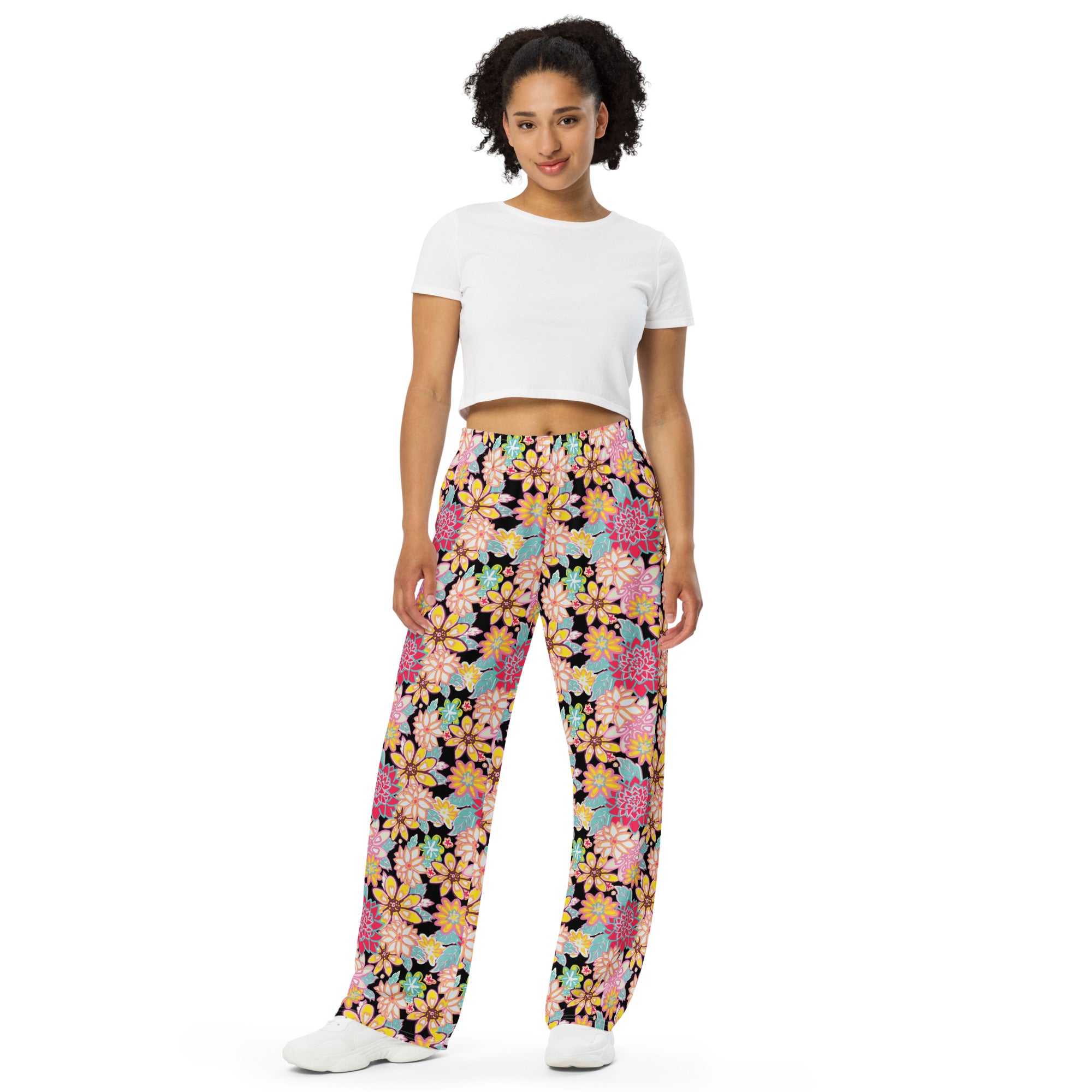 Pantalones anchos estampados - Flower Power