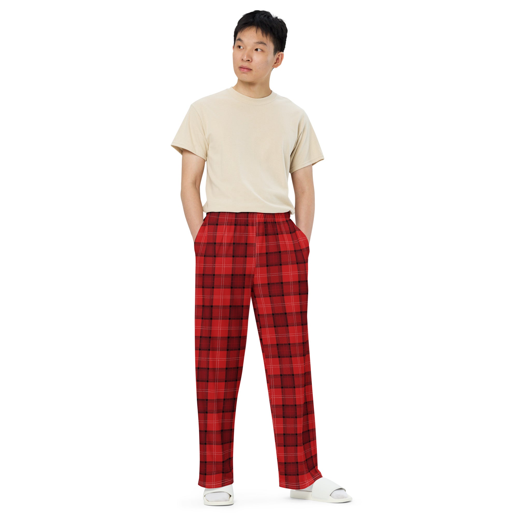 Loose-Fit Lounge Pants - Red Plaid