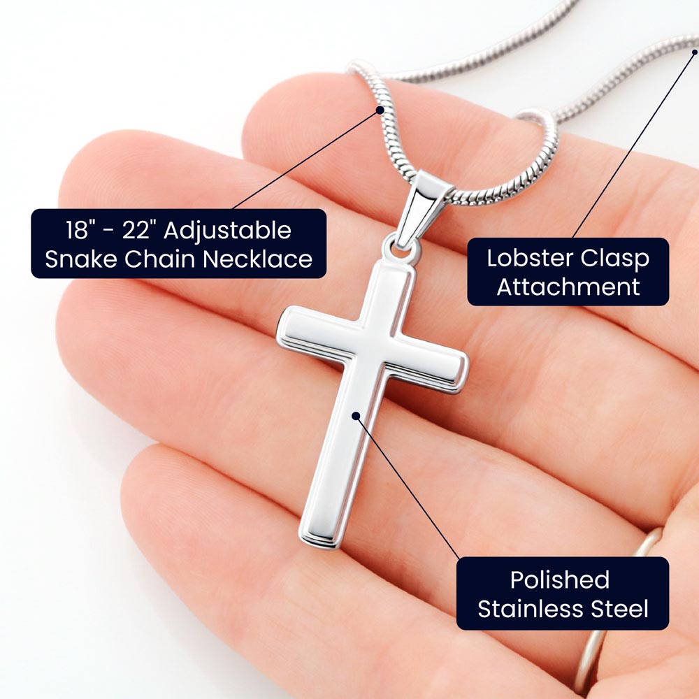 Unisex Personalized Cross Pendant Necklace (Snake Chain)