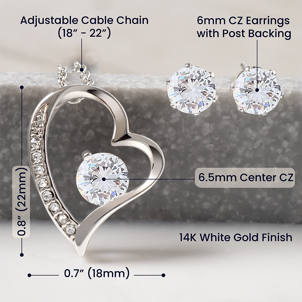 Forever Love Cubic Zirconia Necklace & Earrings Set
