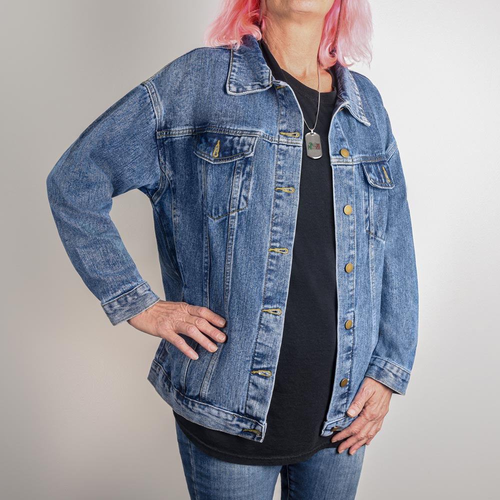 Women's Oversize Printed Denim Jacket - Style 01A