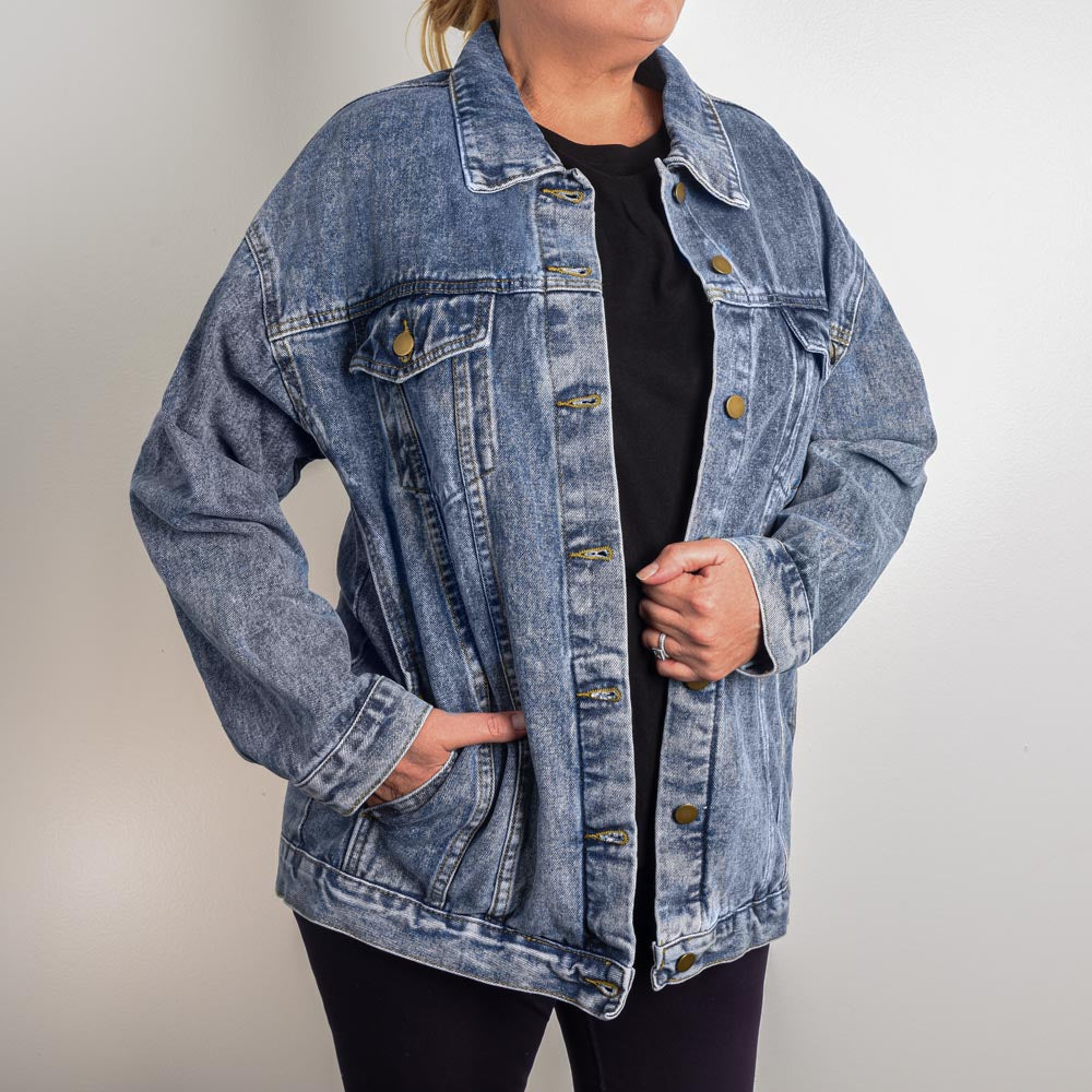 Women's Oversize Printed Denim Jacket - Style 01A