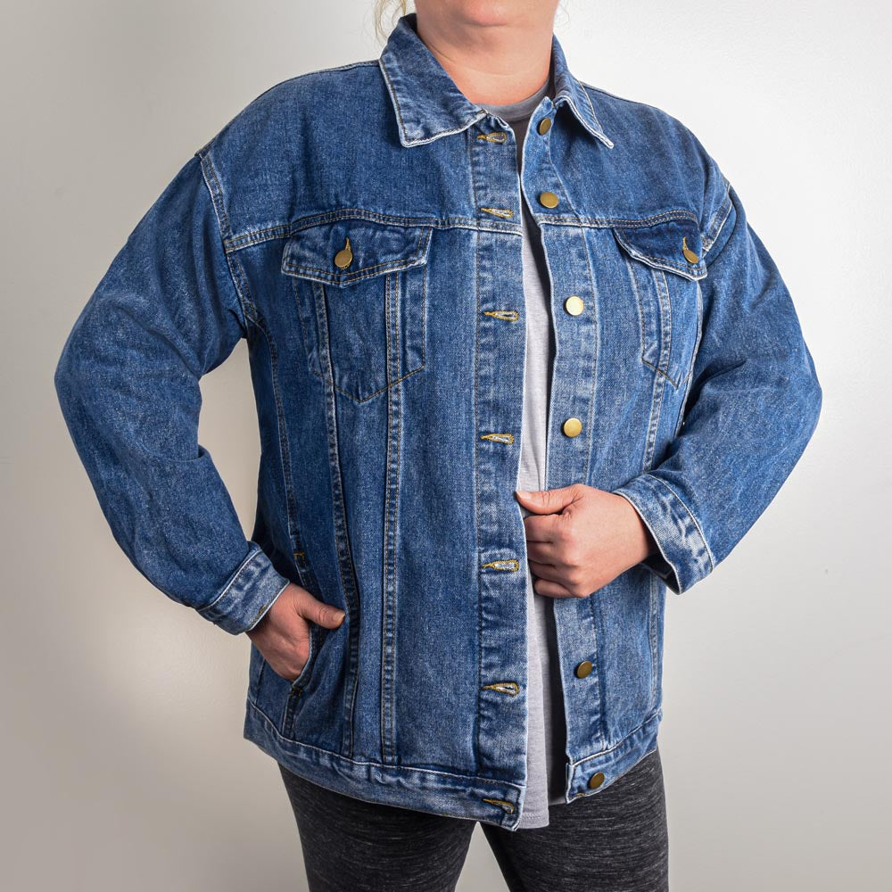 Women's Oversize Printed Denim Jacket - Style 01B