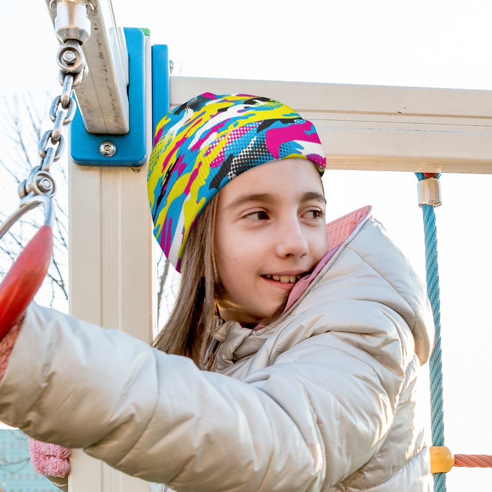 Kids' Knit Beanie - Neon Camo